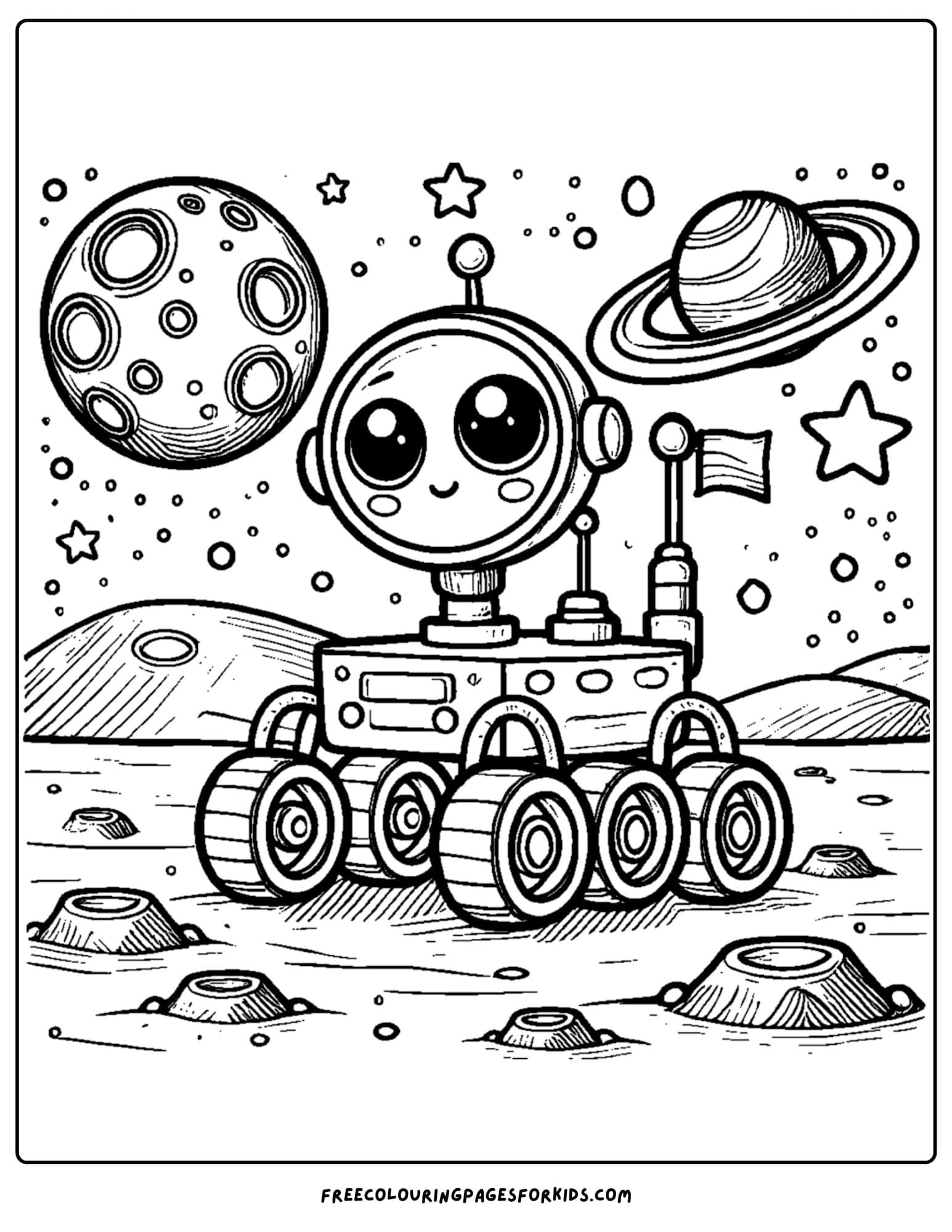 a space rover driving across the moon