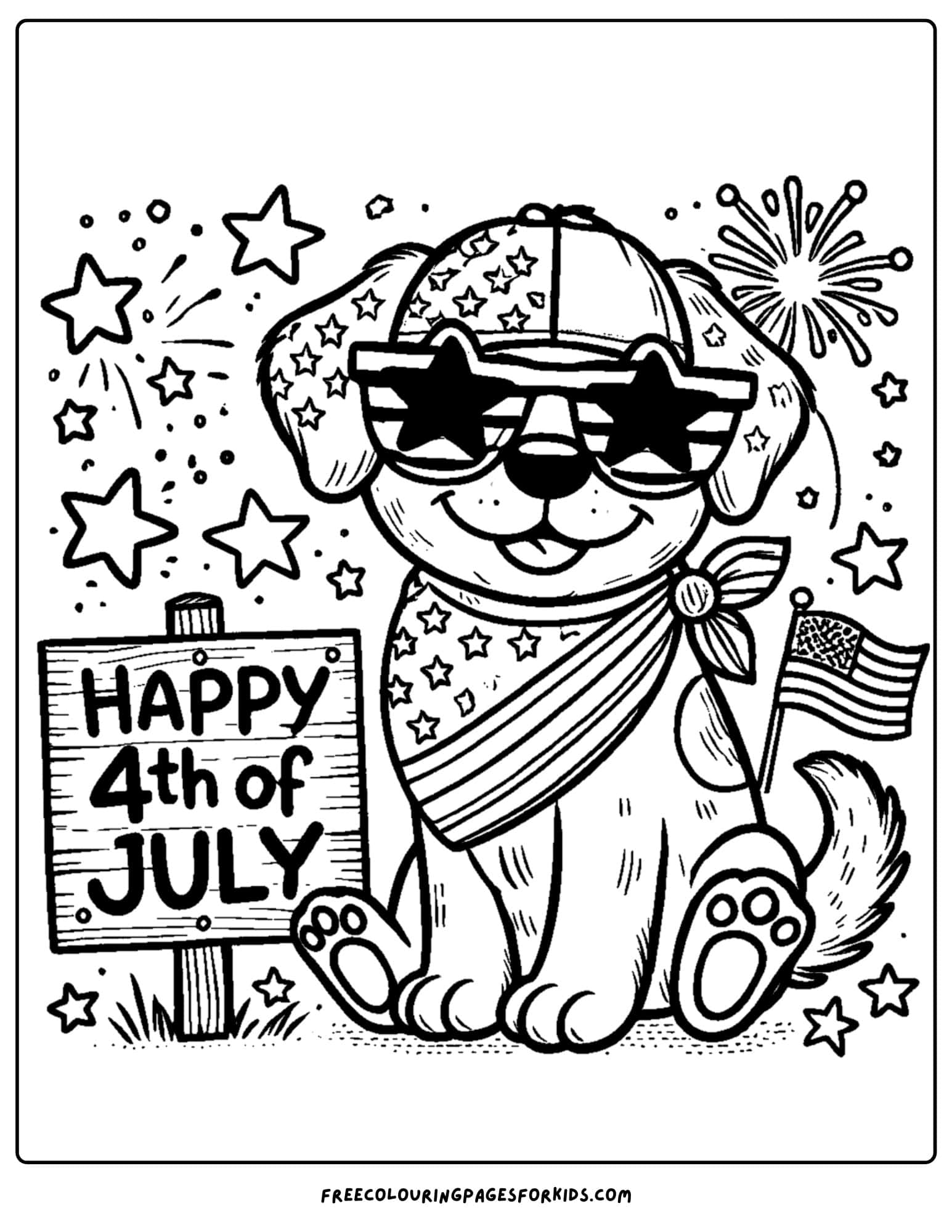 a dog dressed up for the 4th of july