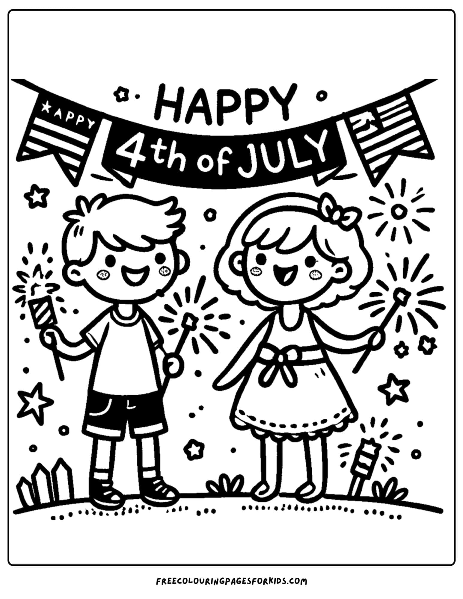 kids holding sparklers for the 4th of july