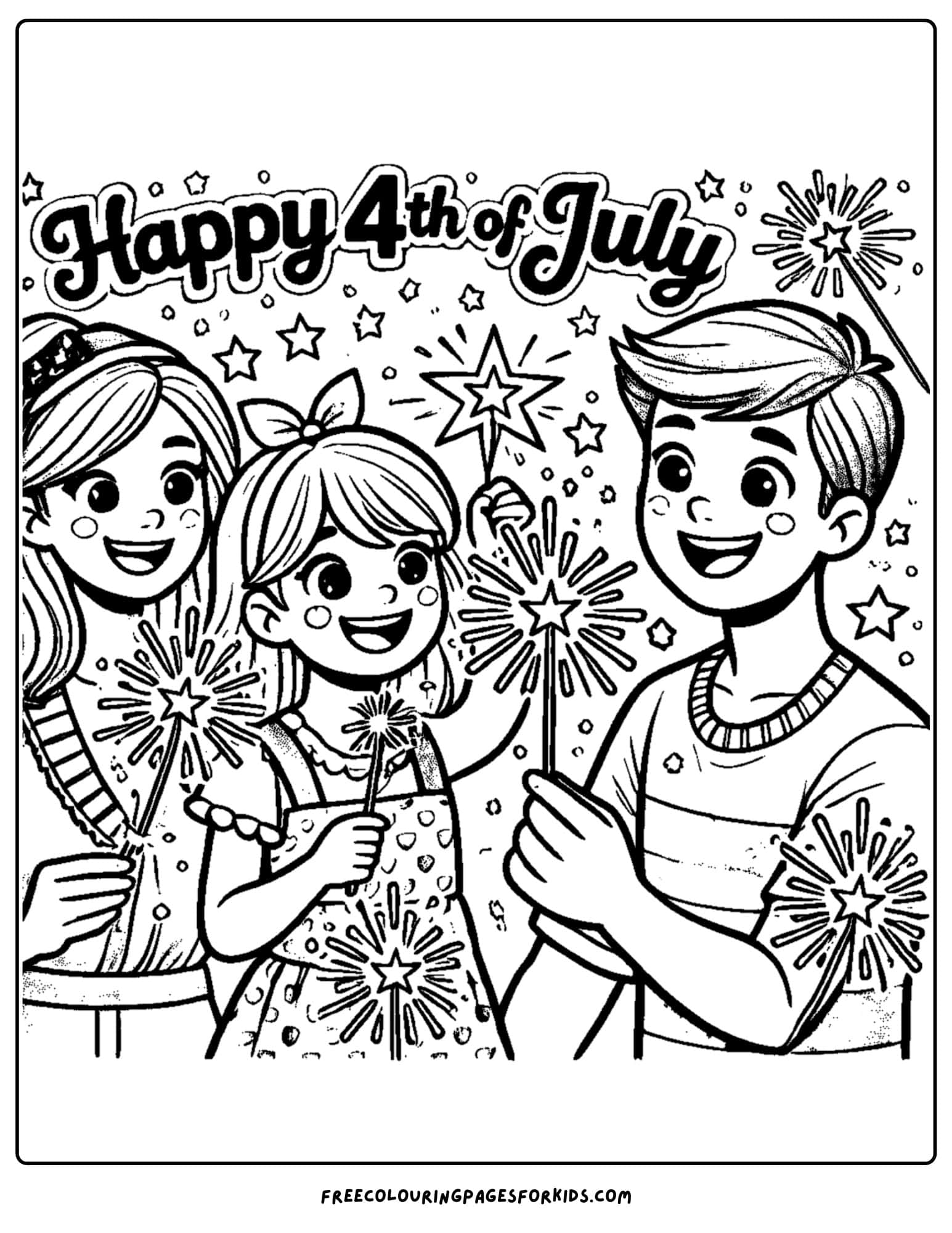 kids using sparklers for the 4th of july