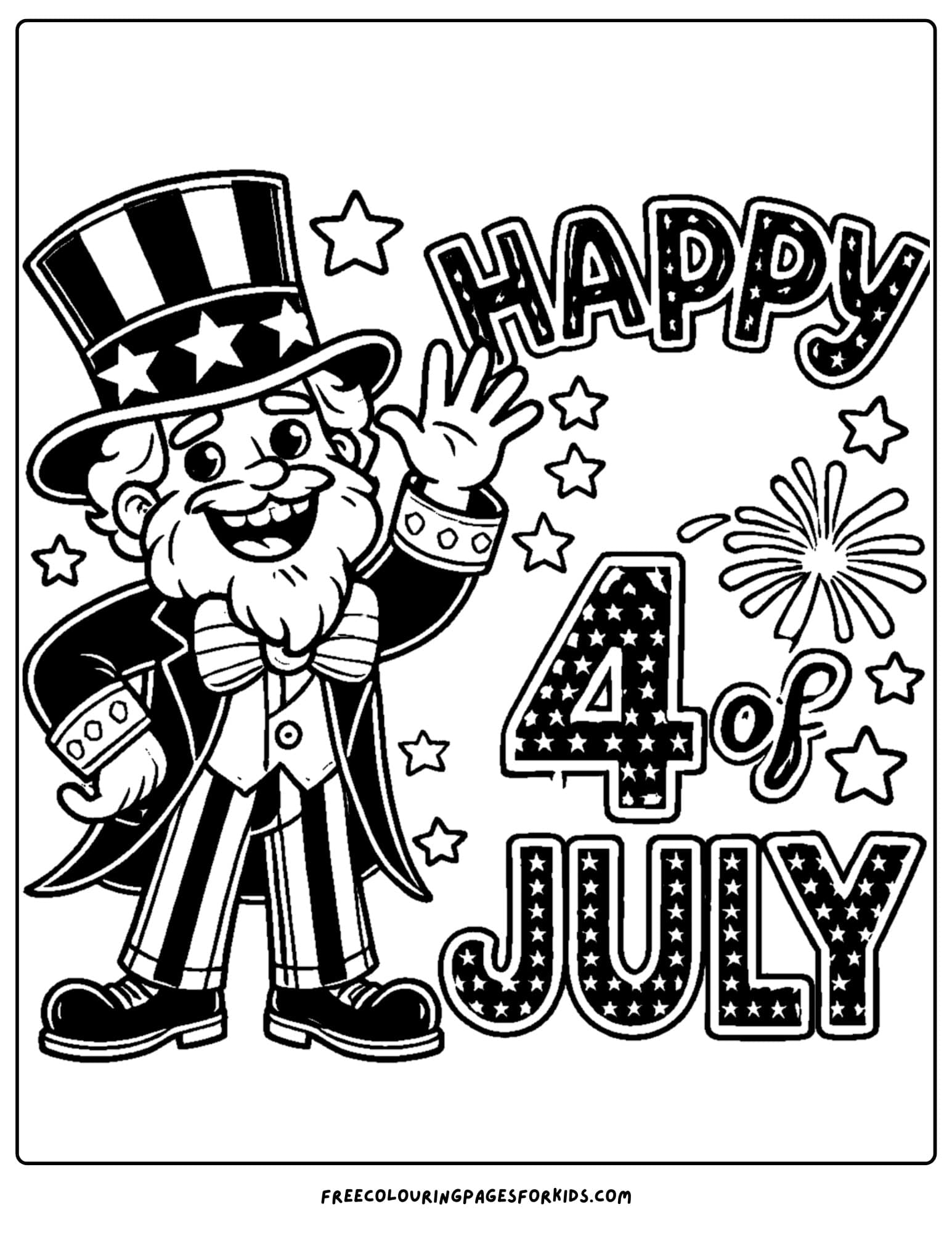 uncle sam waving to say happy 4th of july