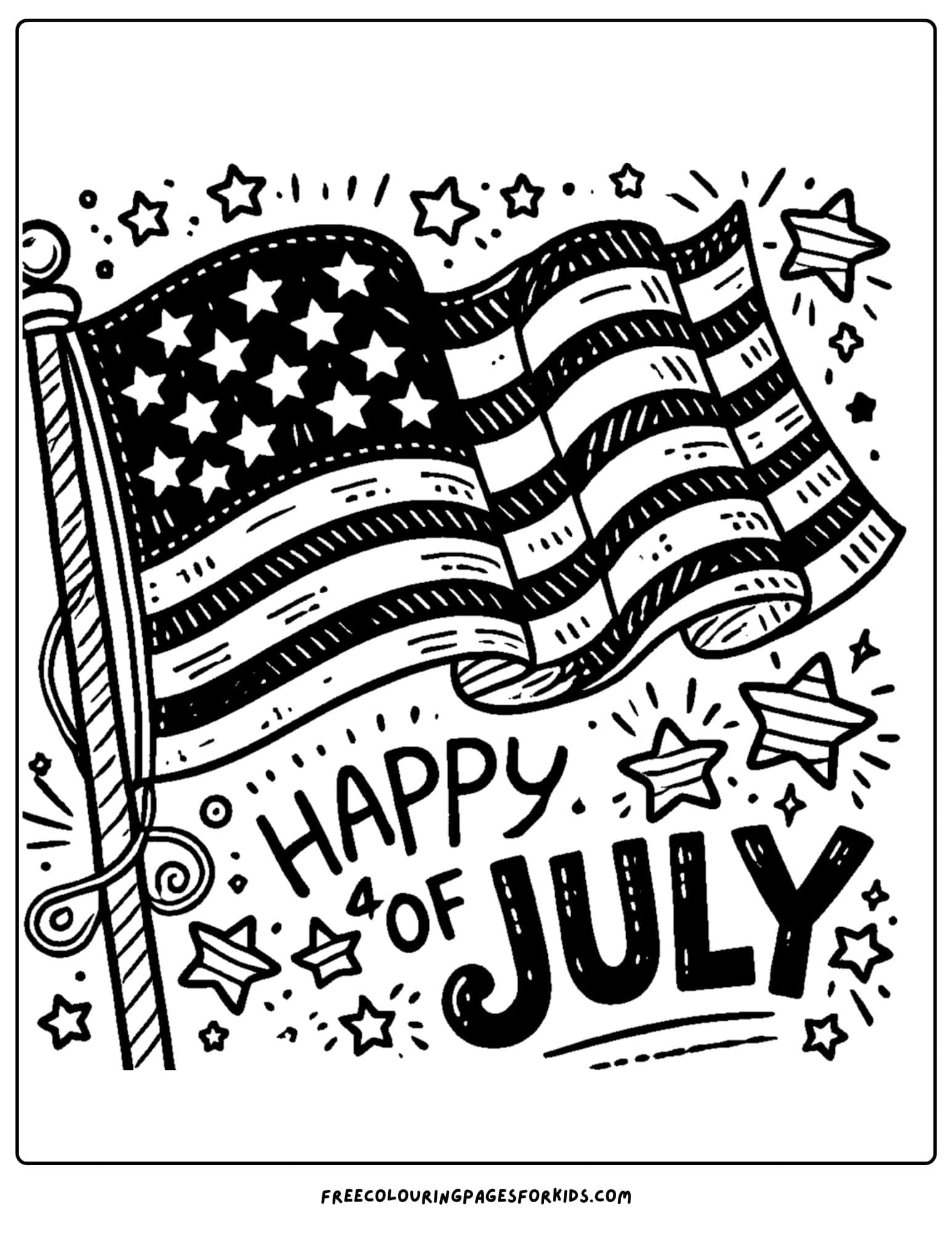 a 4th of july flag waving in the wind