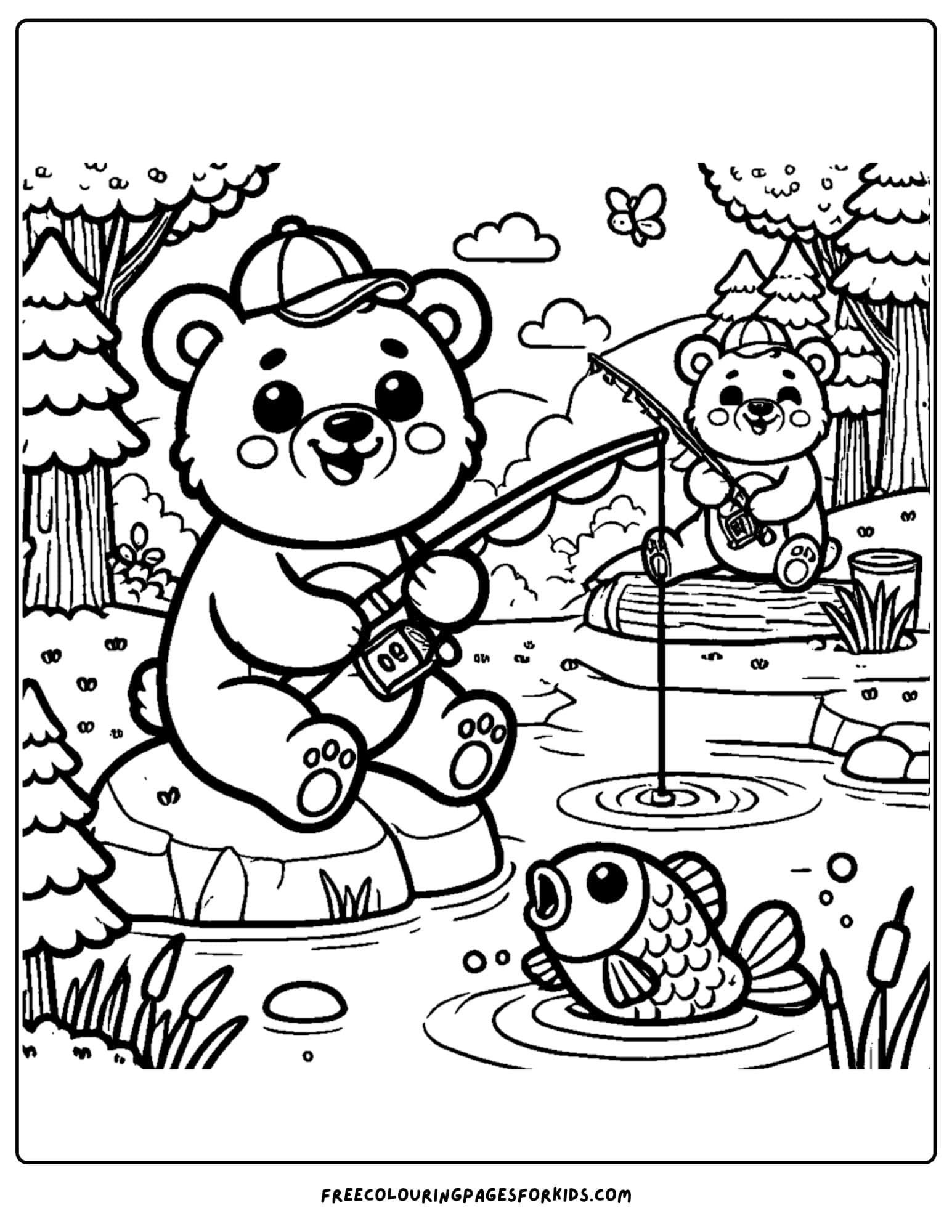a bear fishing in a stream