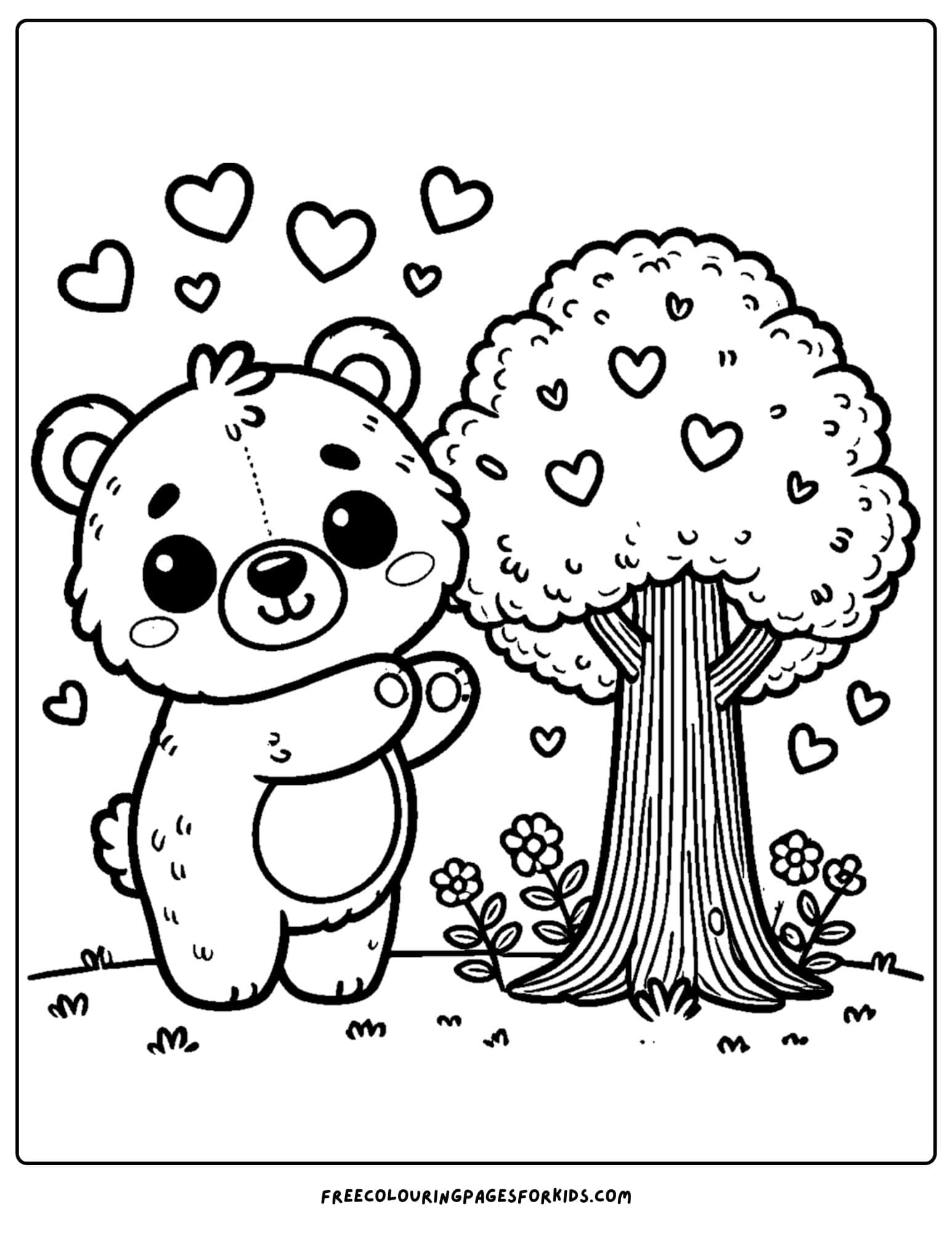 a bear hugging a tree