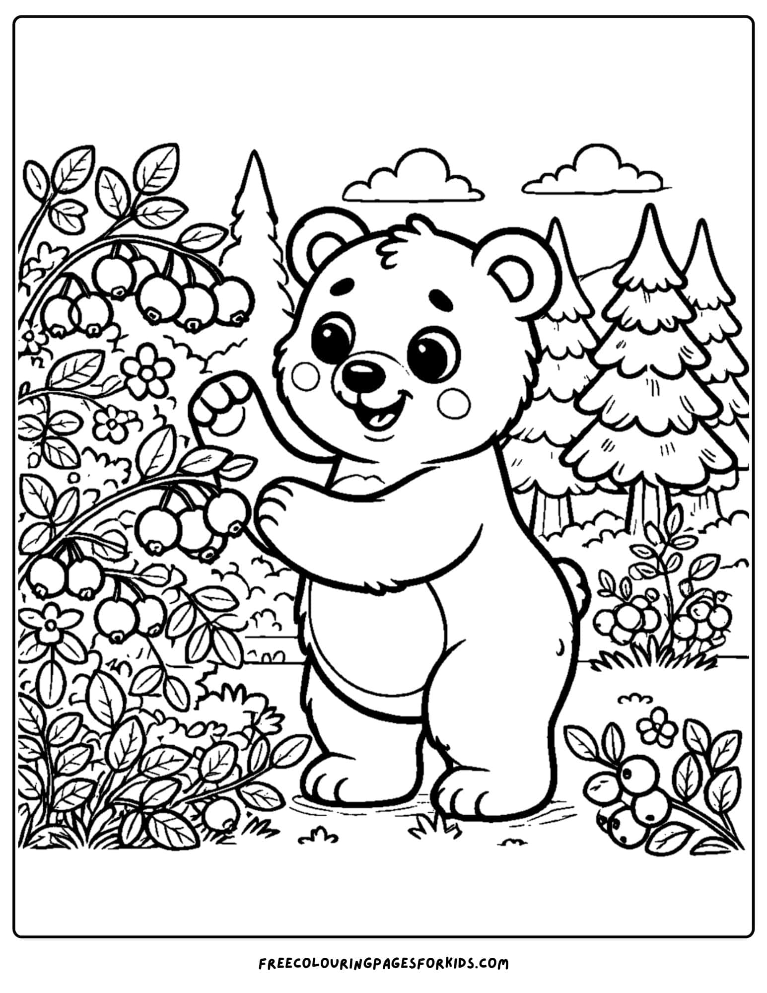a bear picking berries in the forest