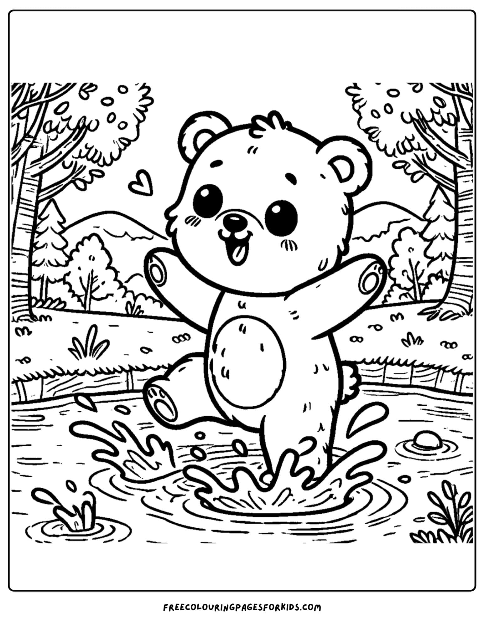 a bear splashing in a pond