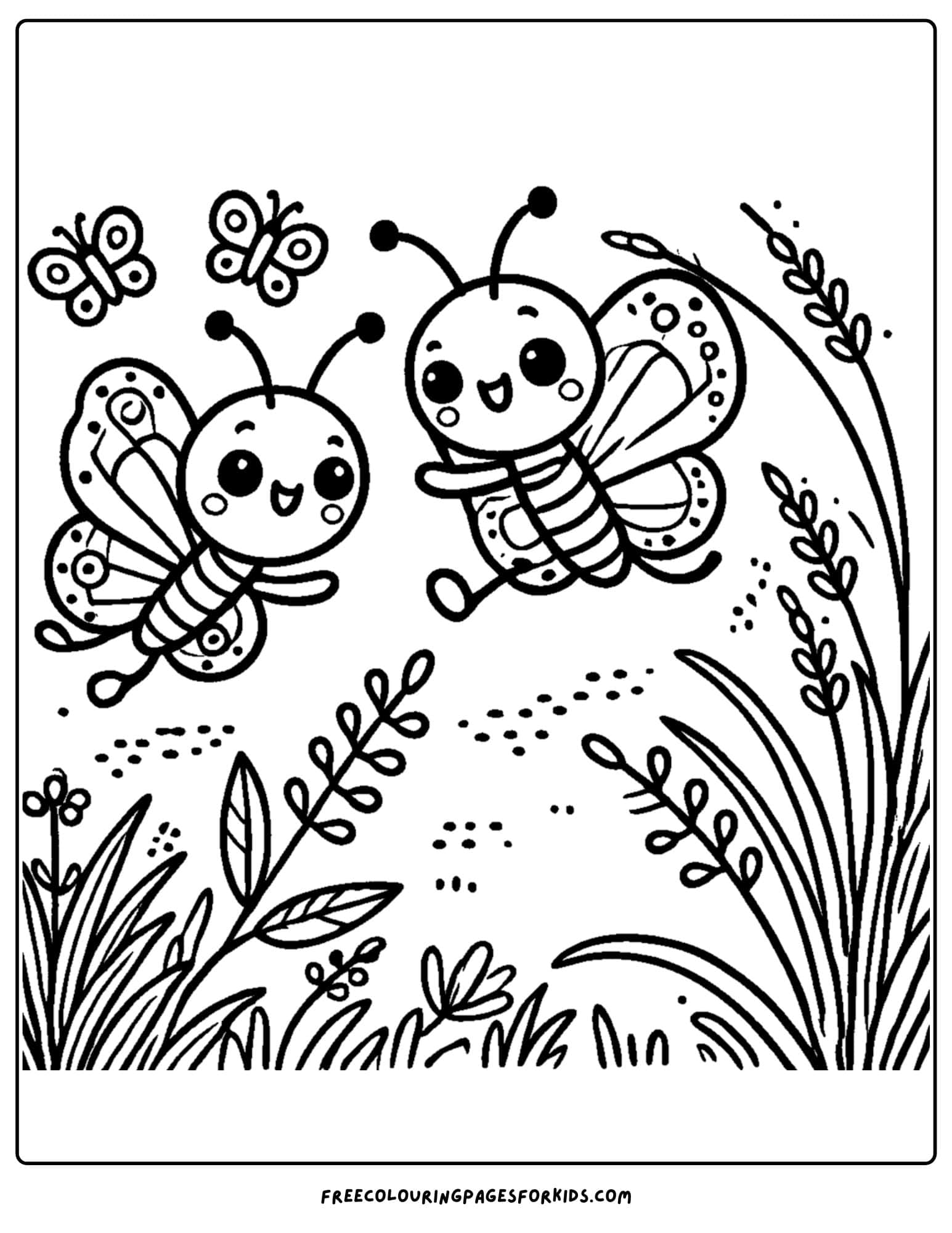 butterflies chasing each other in a garden