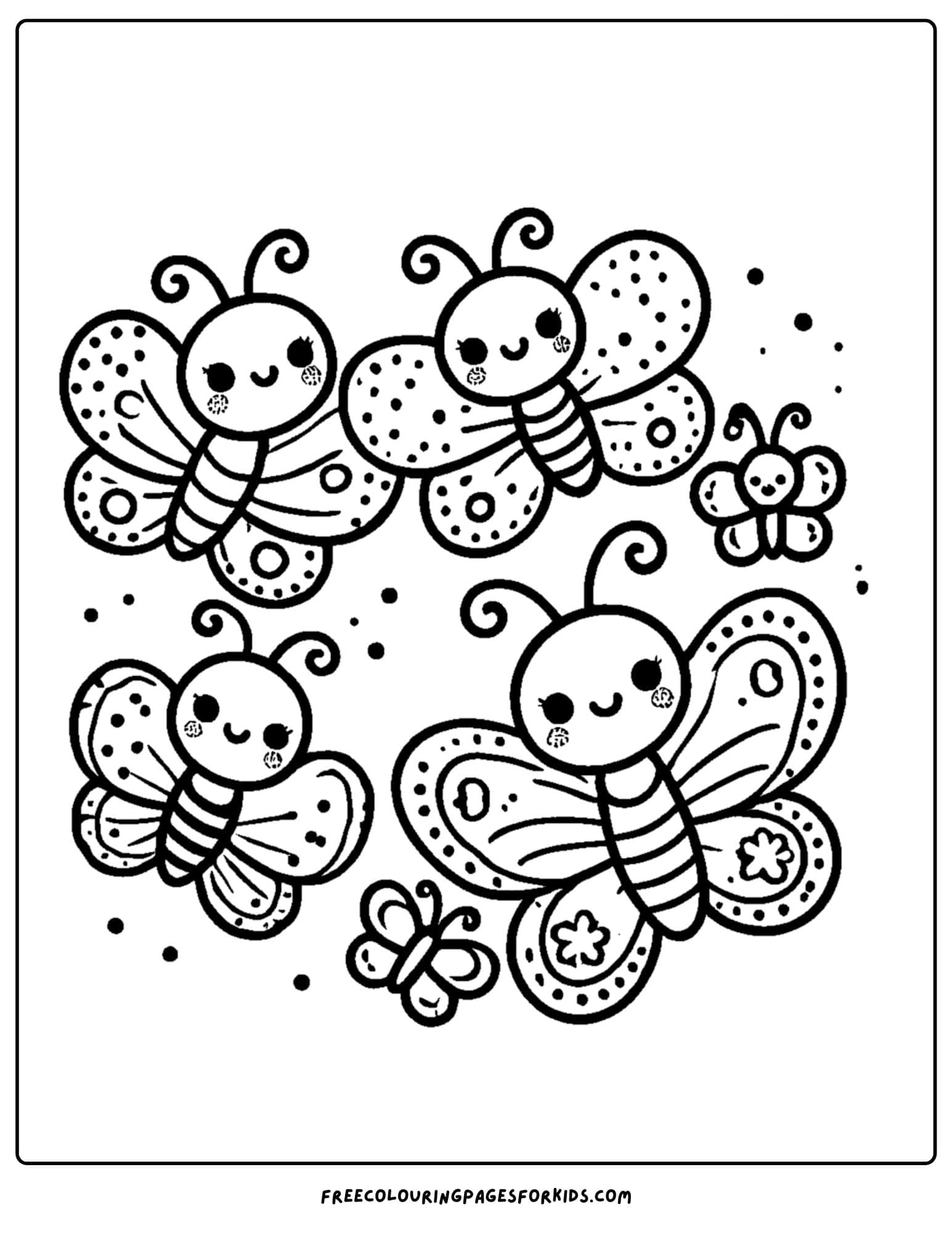 a butterfly family flying together