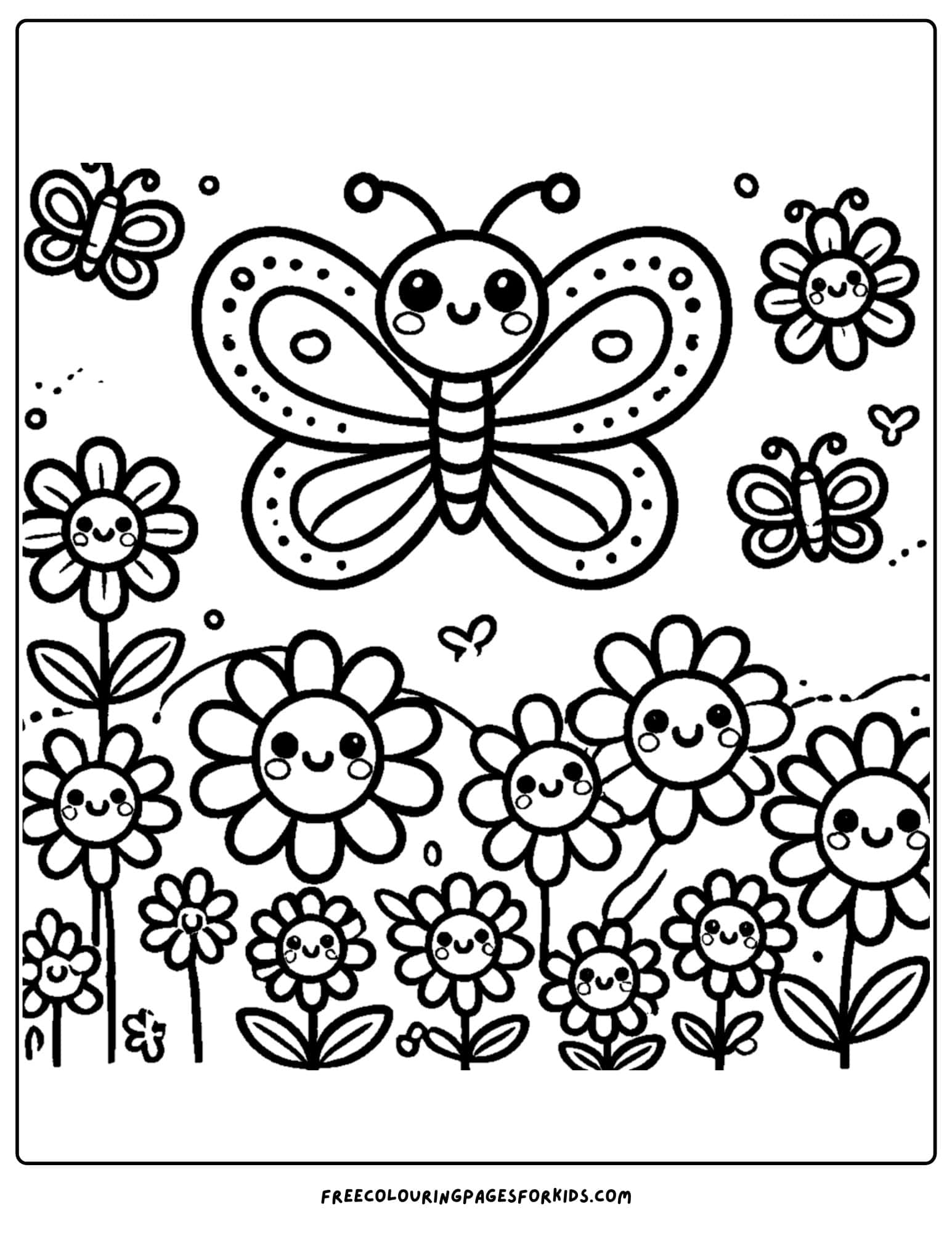butterflies flowing over a garden of flowers