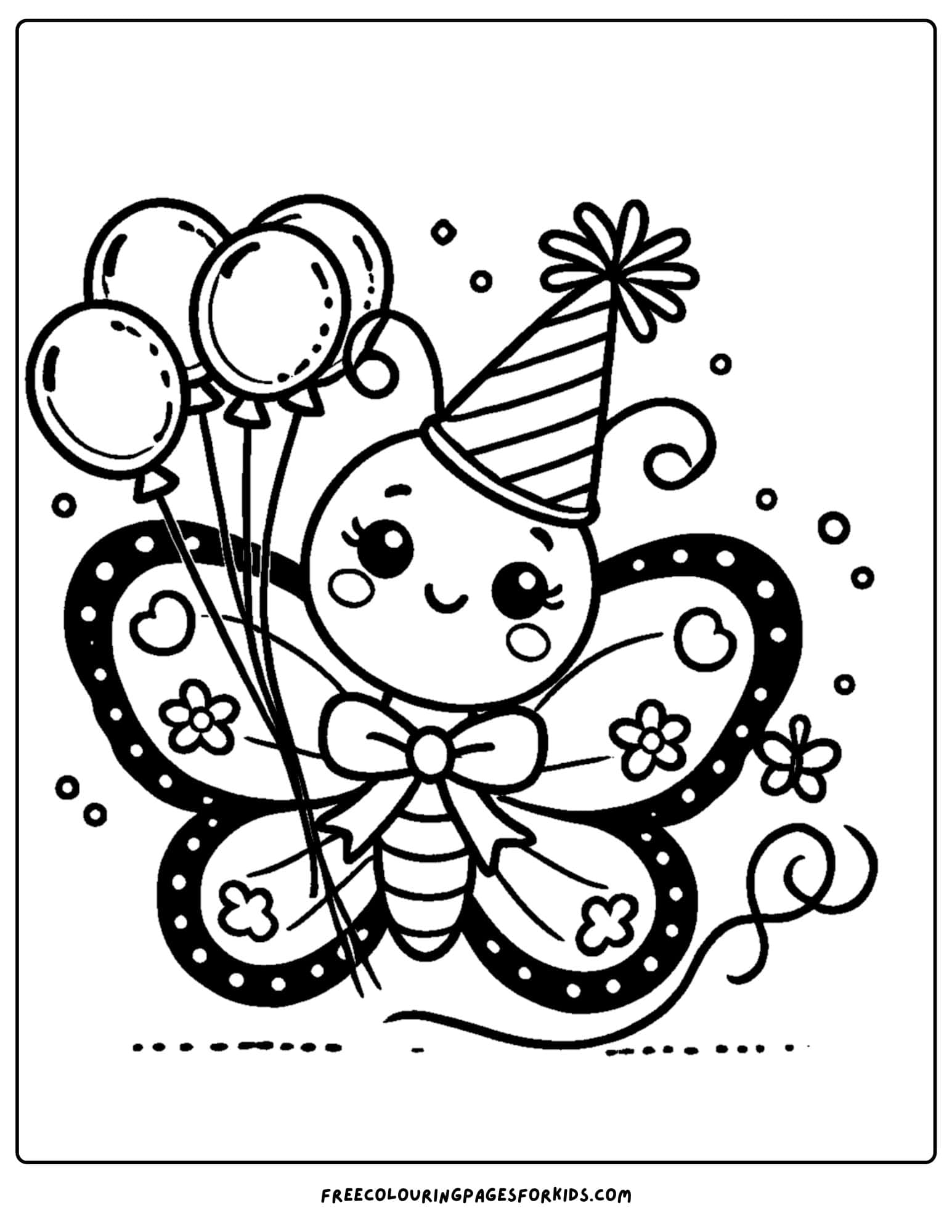 a butterfly holding balloons