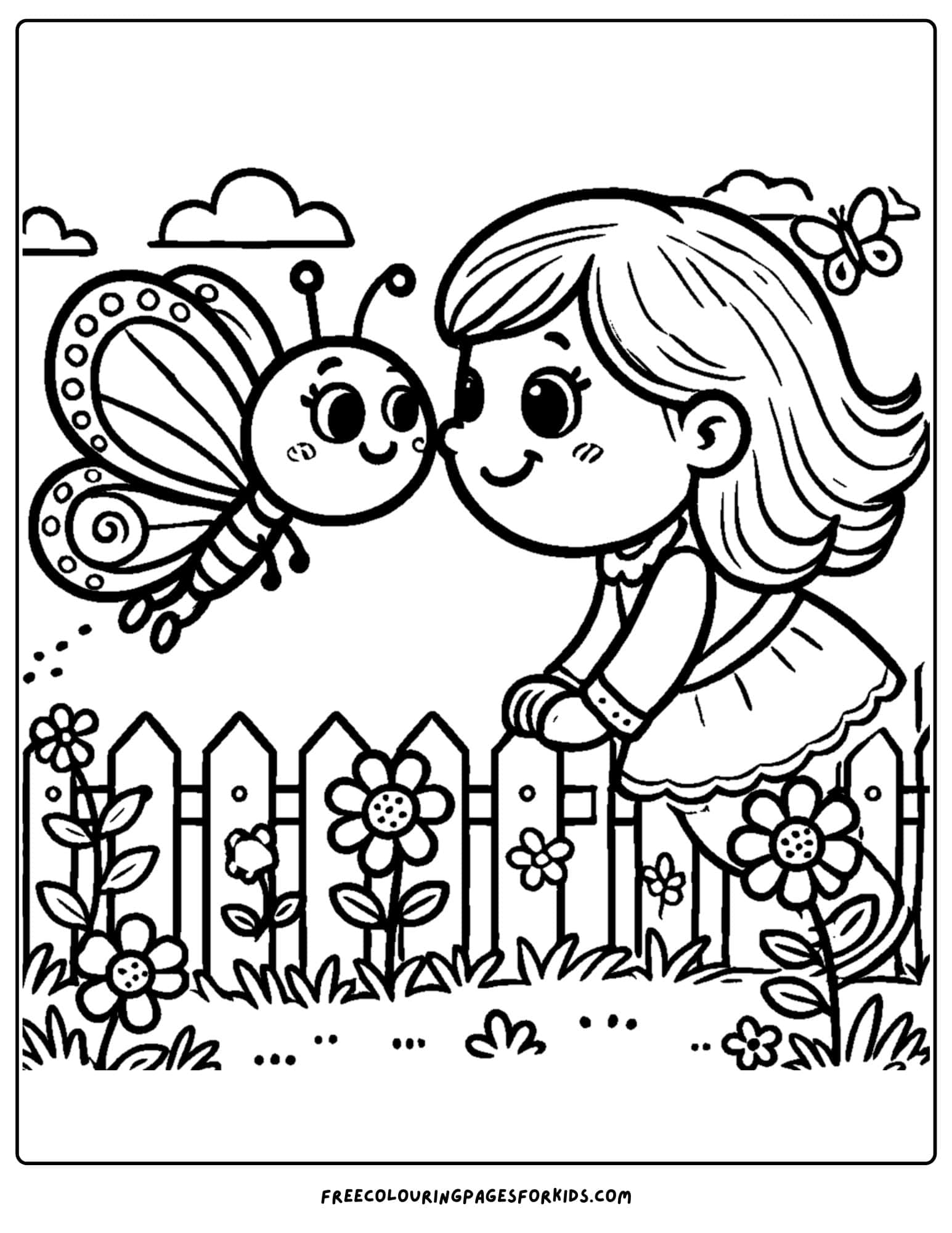 a butterfly landing on the nose of a child