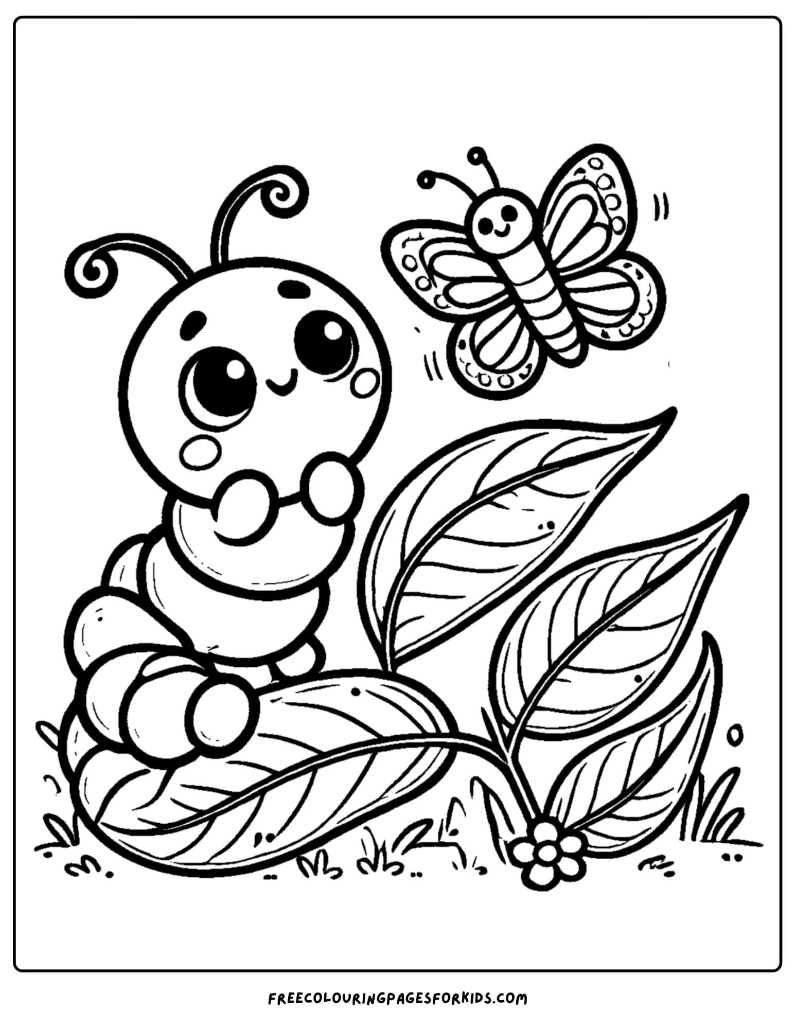 a butterfly meeting a caterpillar