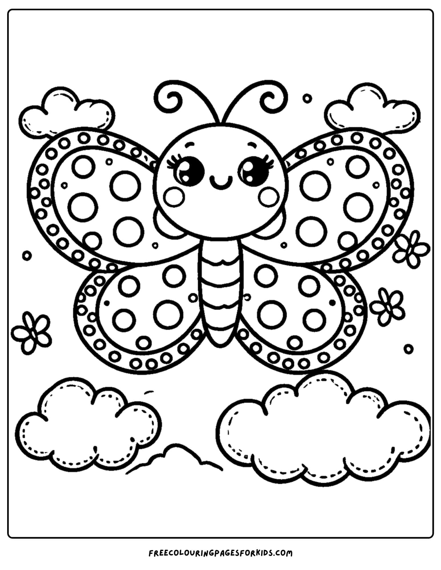 a smiling butterfly in the clouds