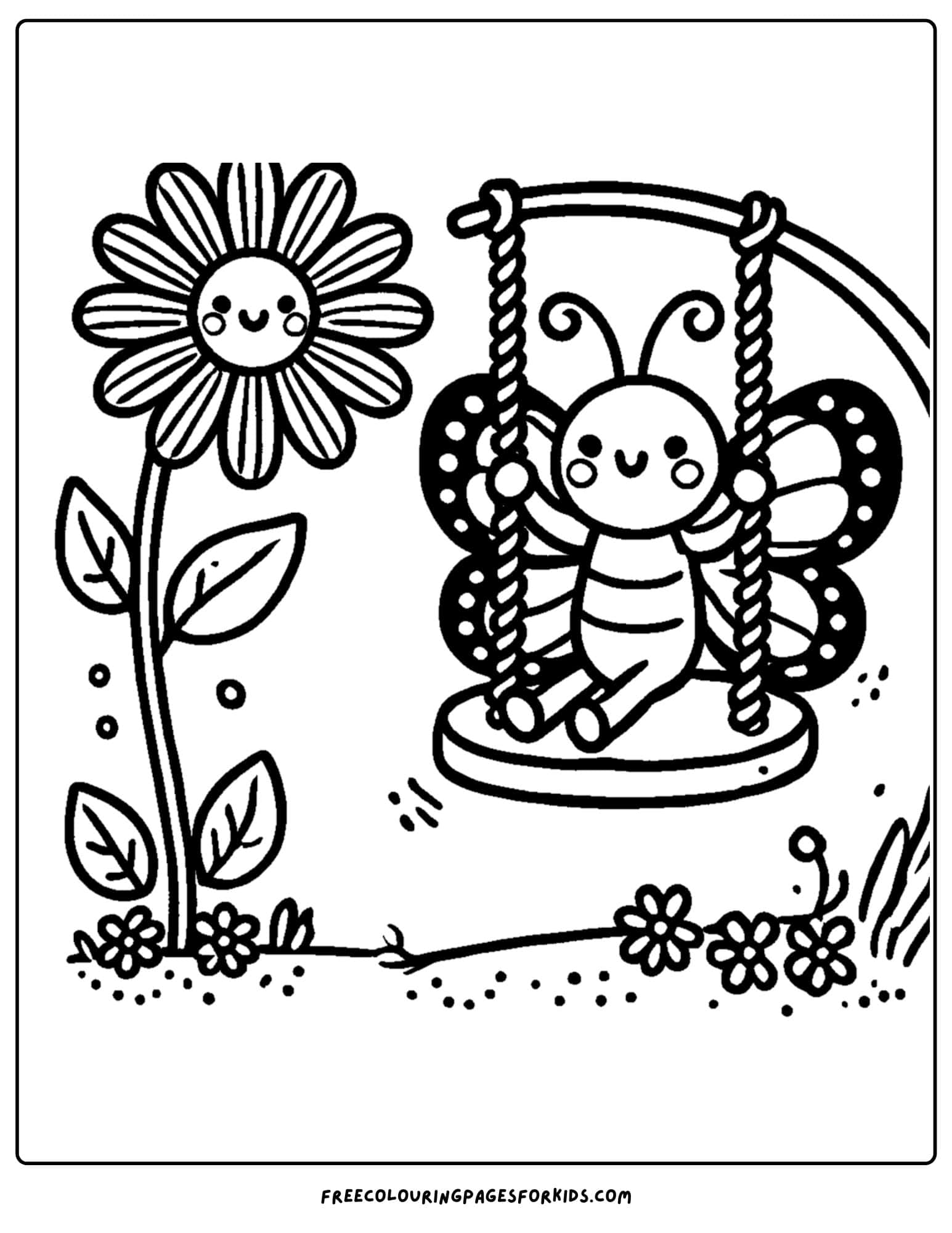 a butterfly sitting on a swing
