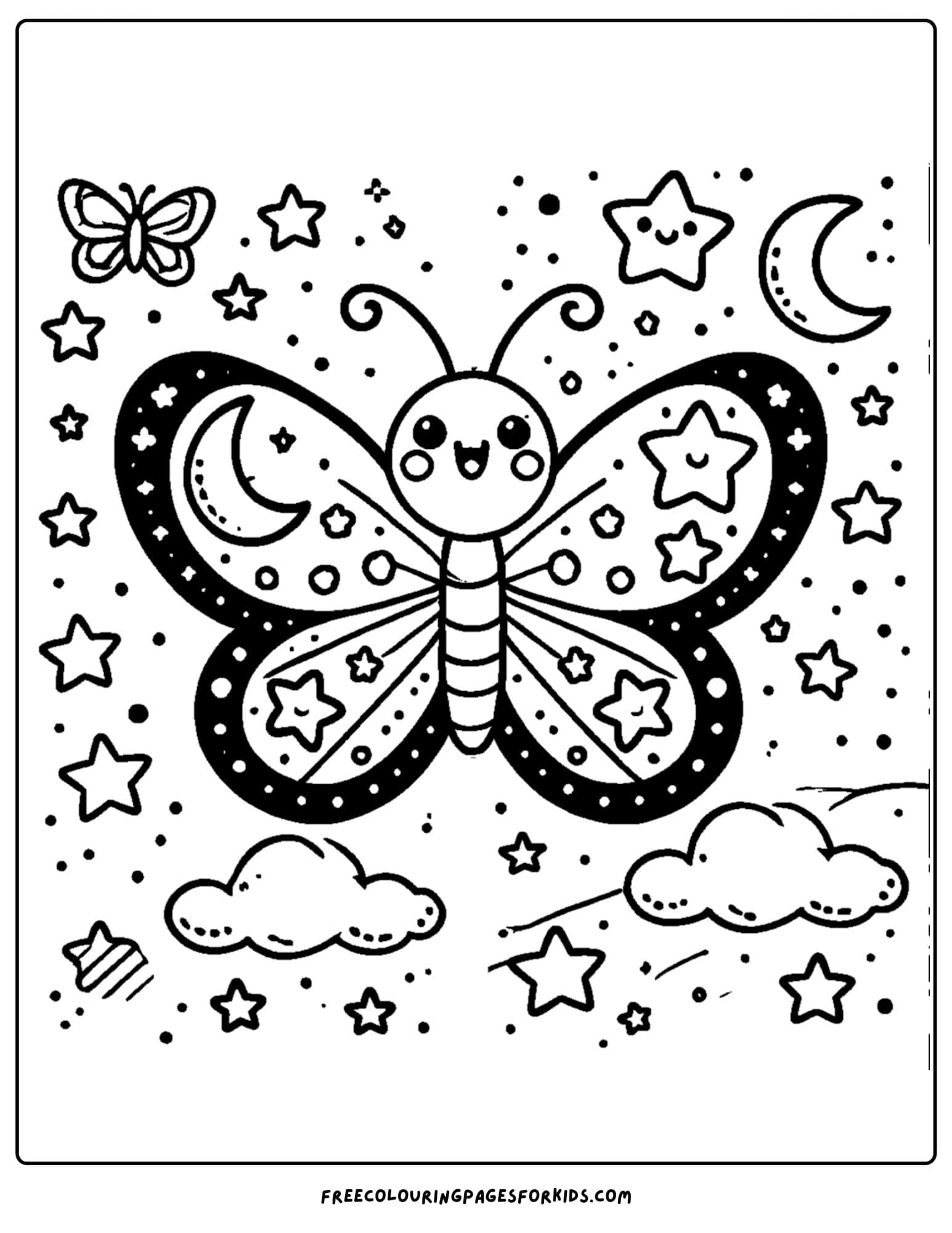 a butterfly with stars on its wings