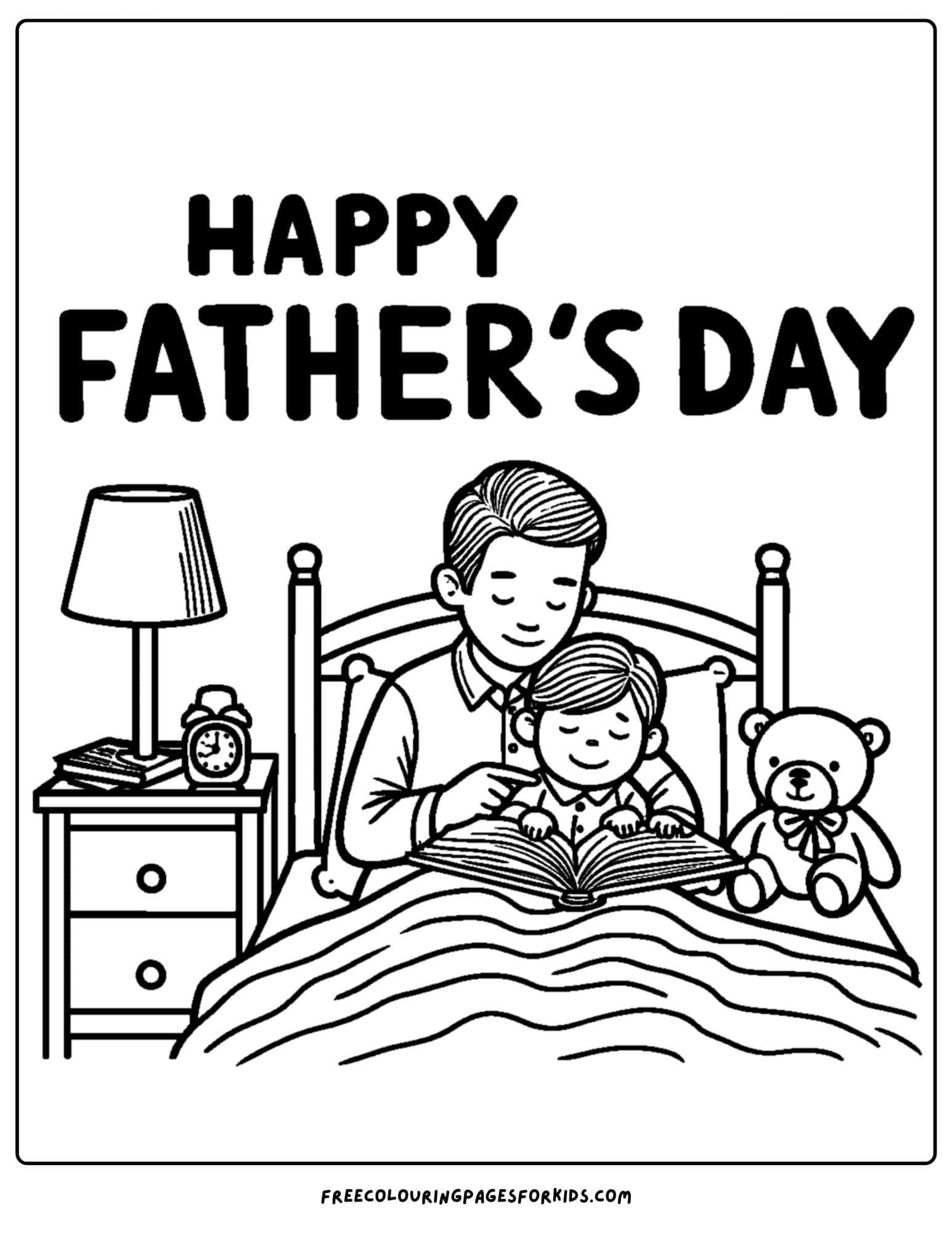 reading a book in bed with dad