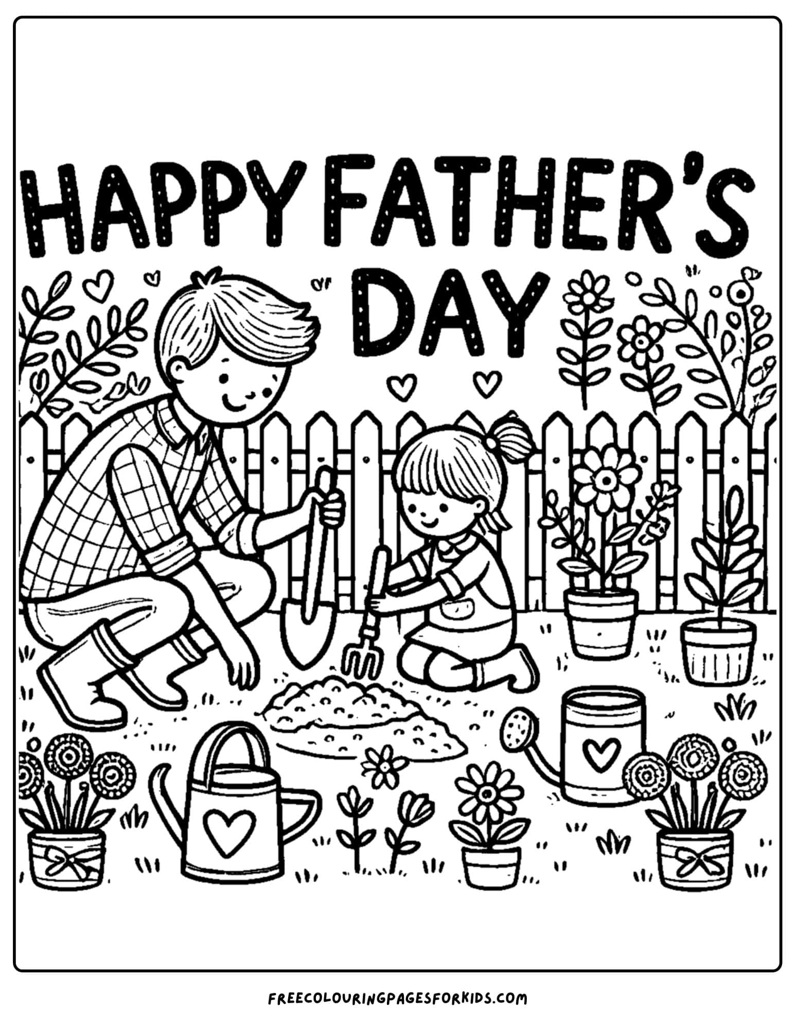 working in the garden with dad