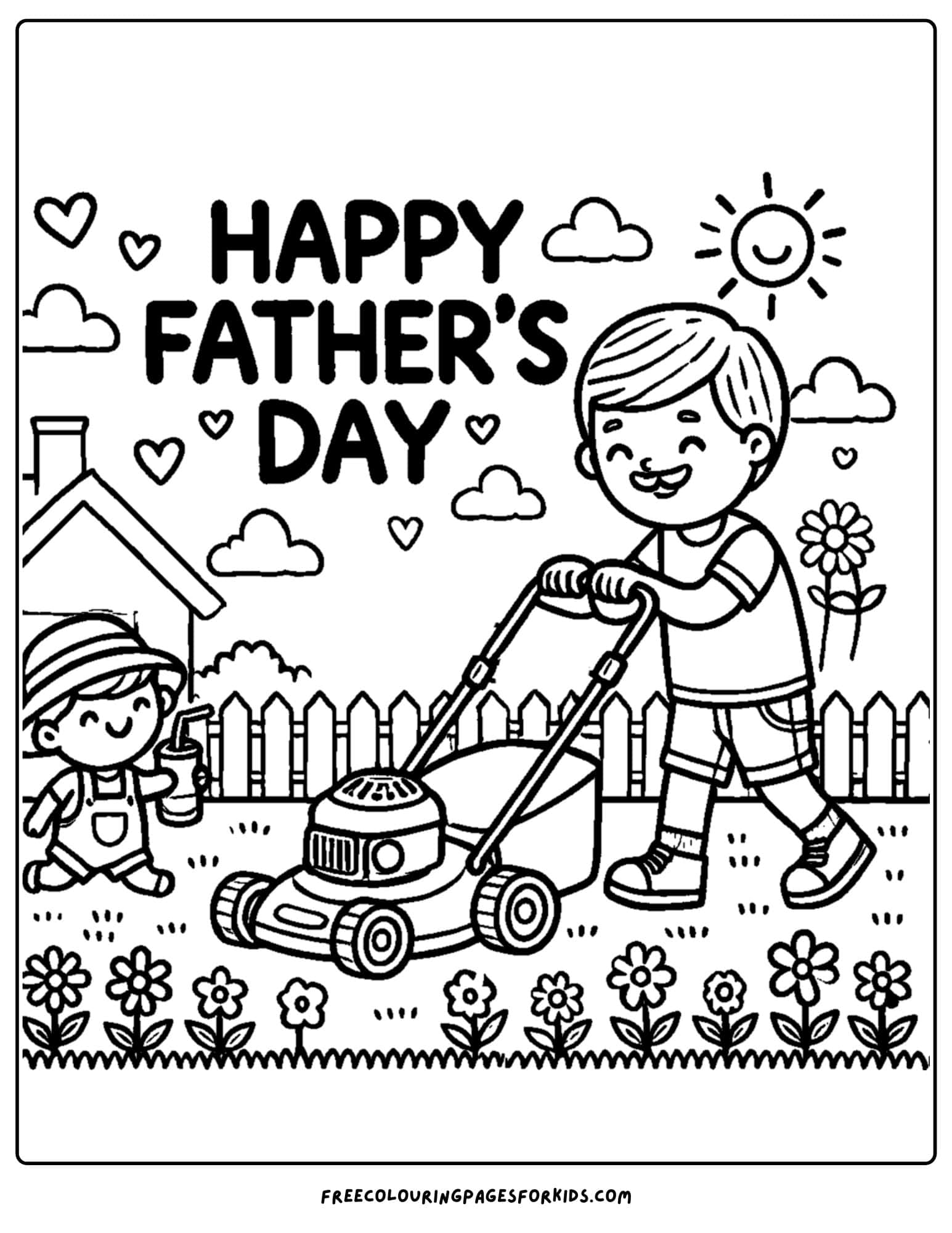 dad mowing the lawn