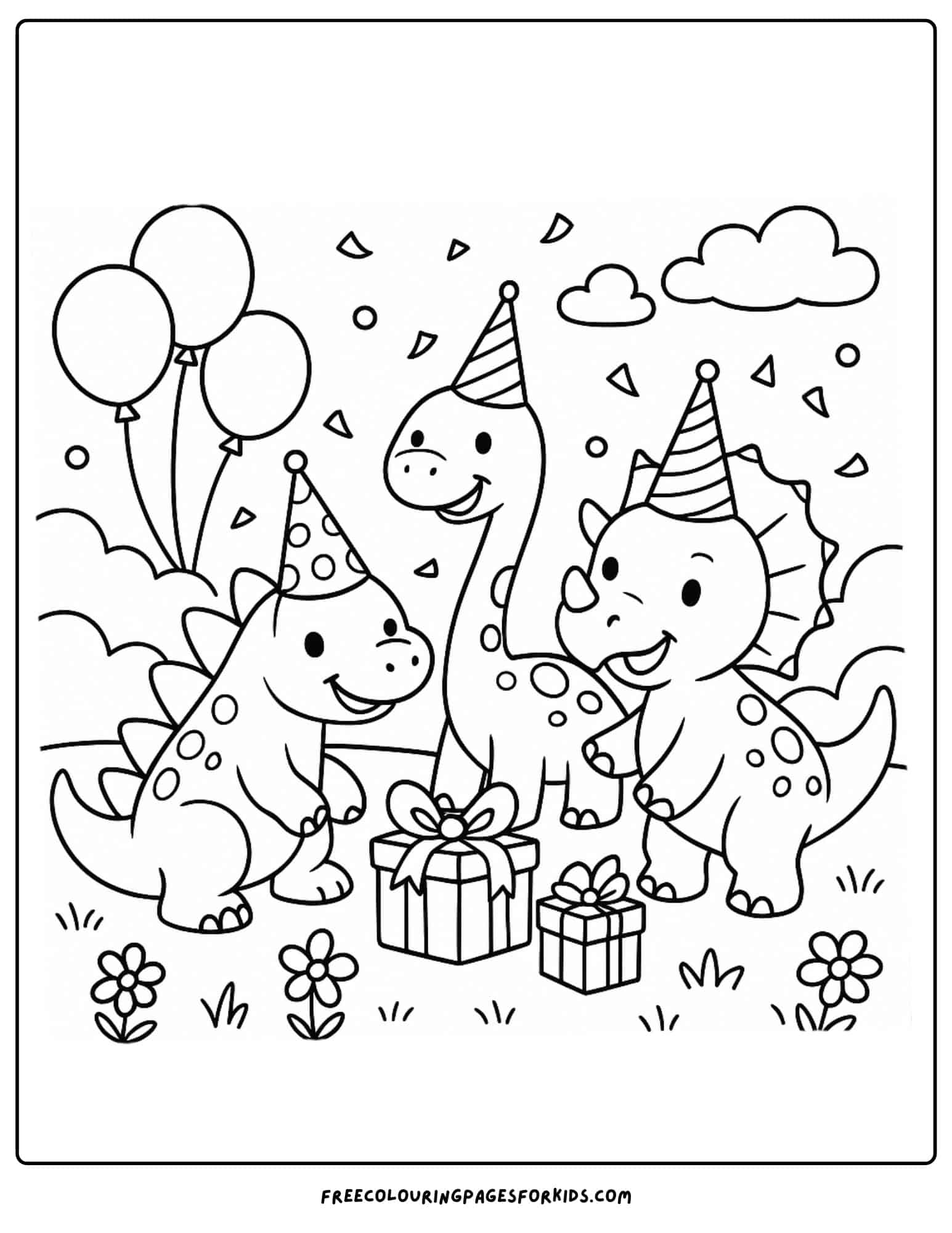 dinosaurs with party hats