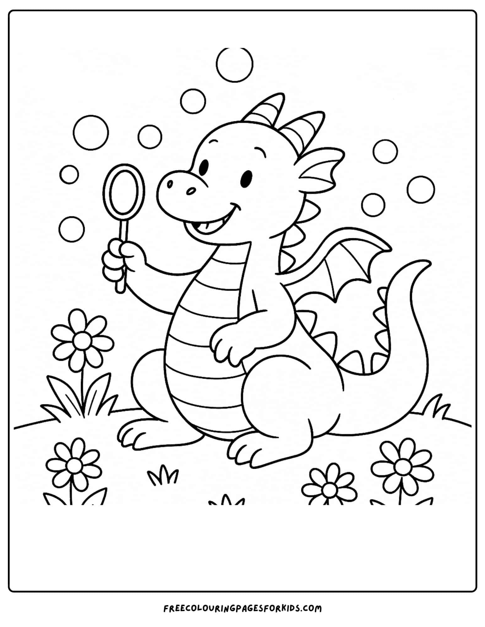 a dinosaur blowing bubbles