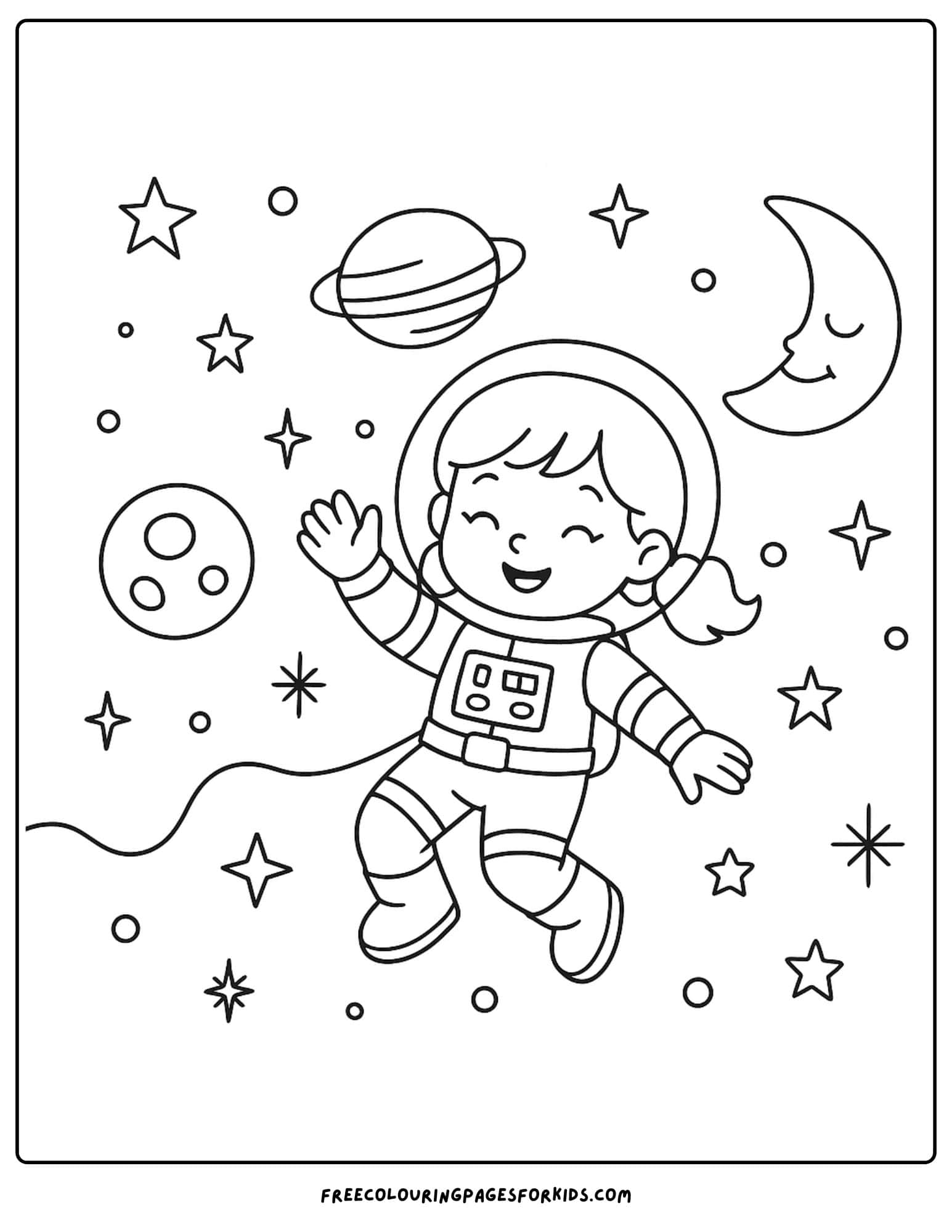 a girl floating in space