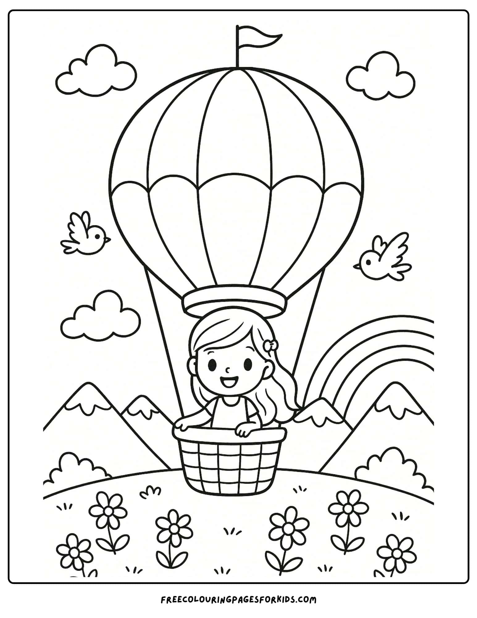 a girl in a hot air balloon