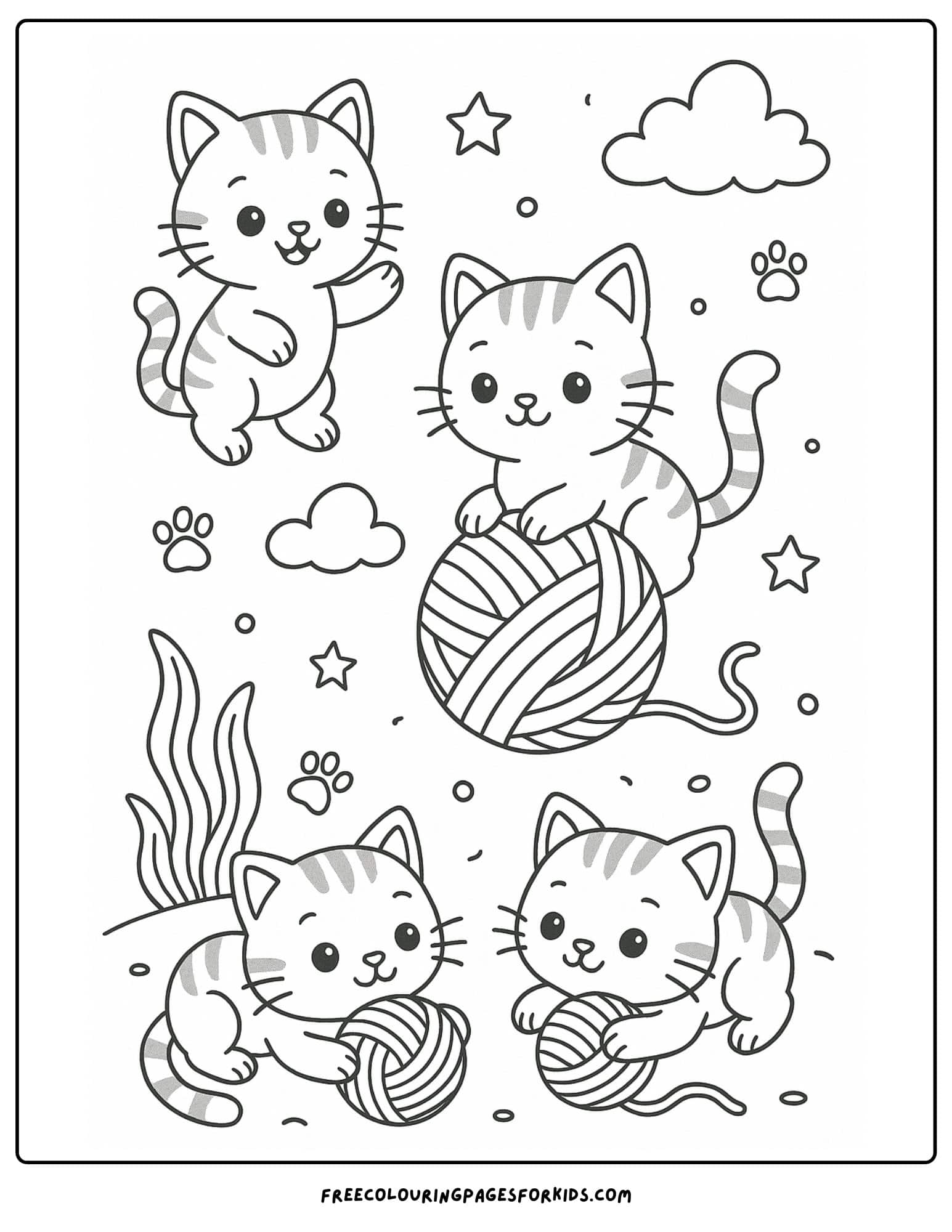 kittens playing with yarn