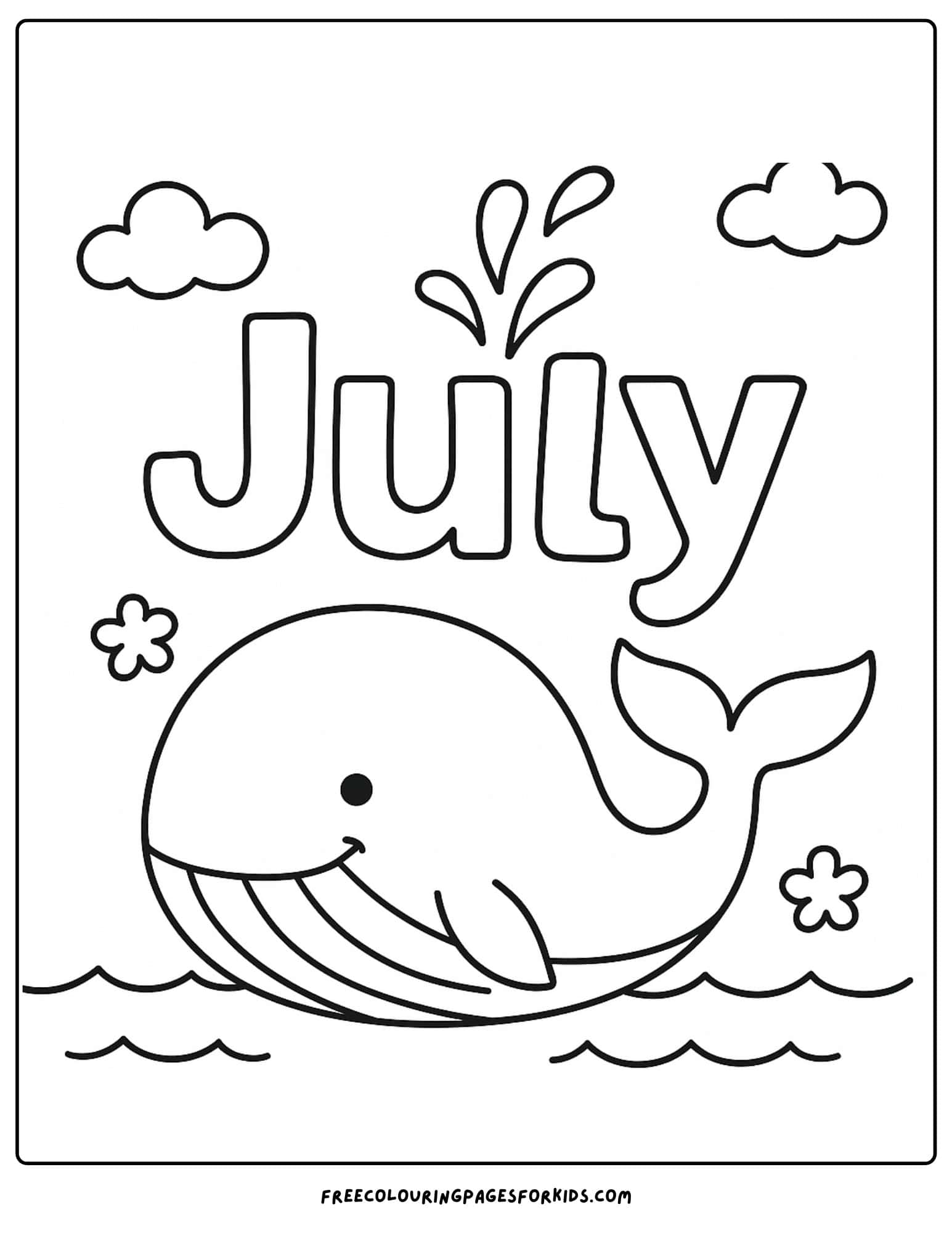 the word july with above a whale in the ocean