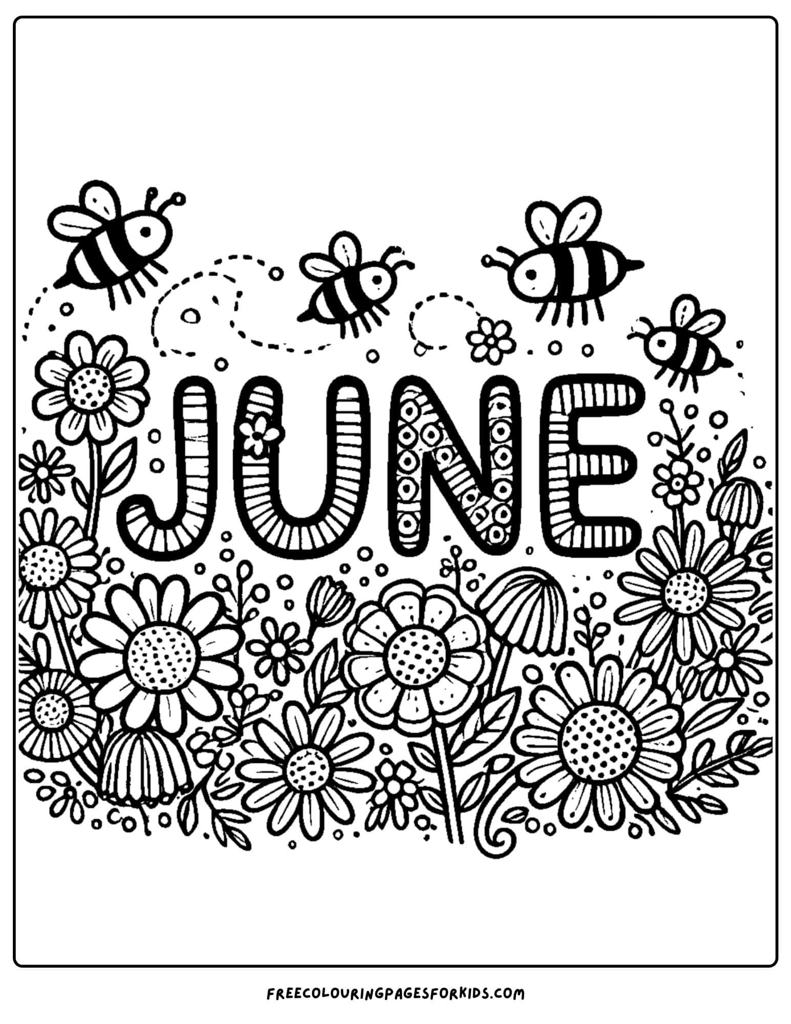 a june themed summer garden scene