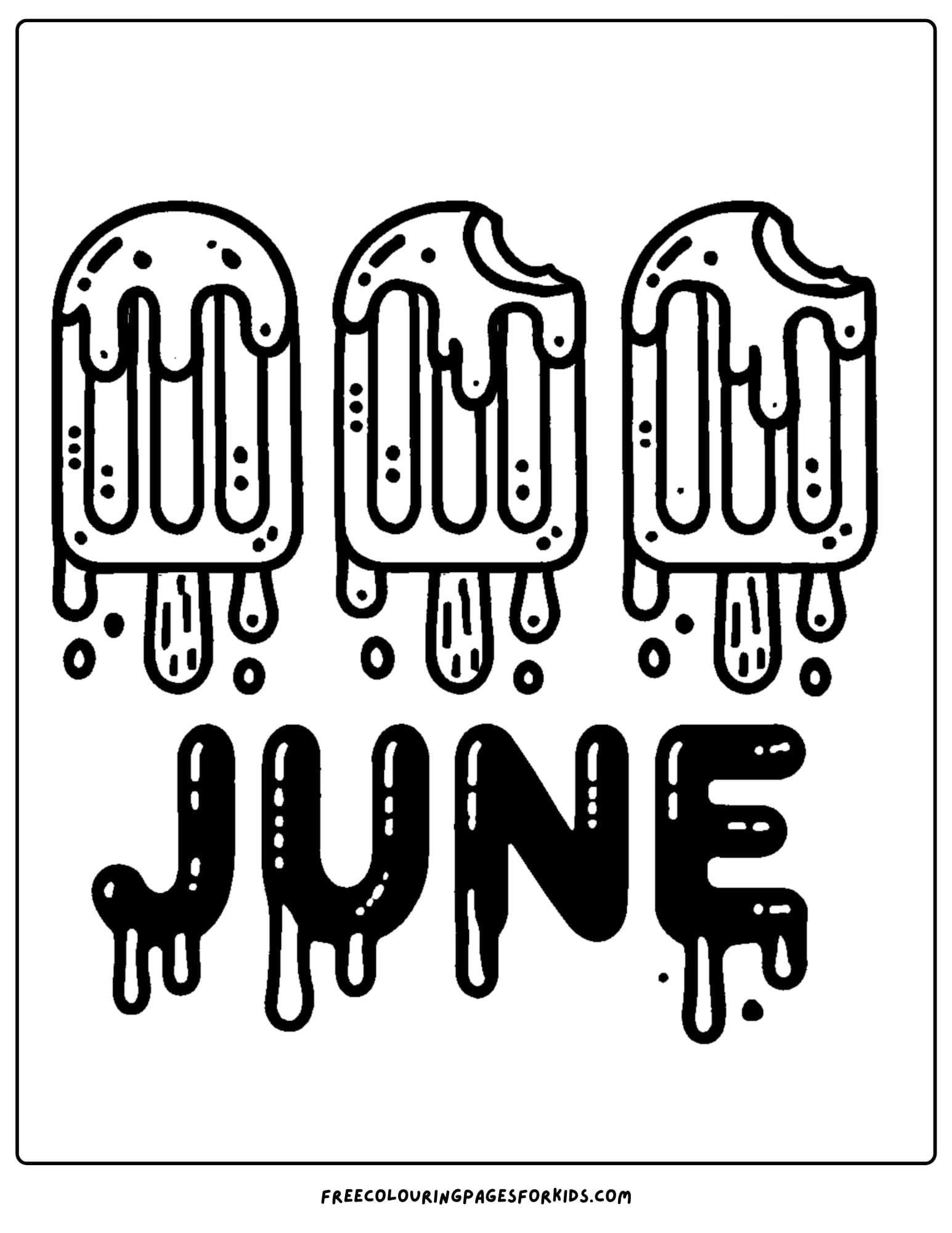melting popsicles with the word june below