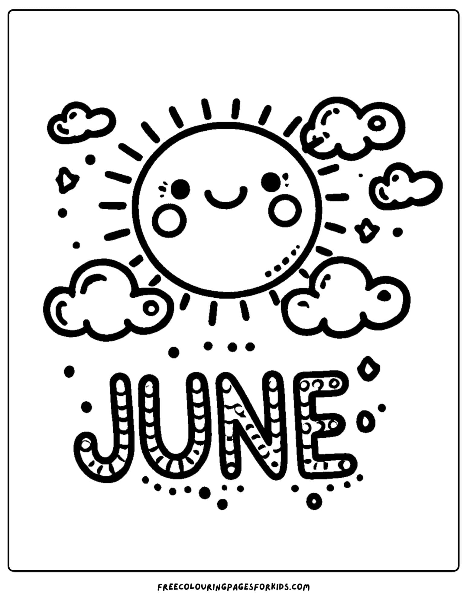 a smiling sun with the words june below it