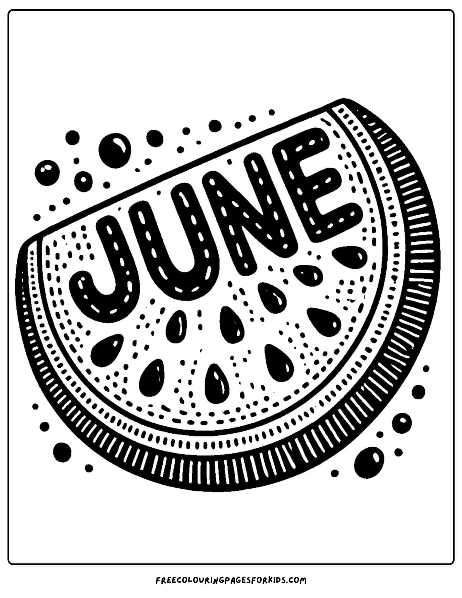a slice of watermelon with june written in it