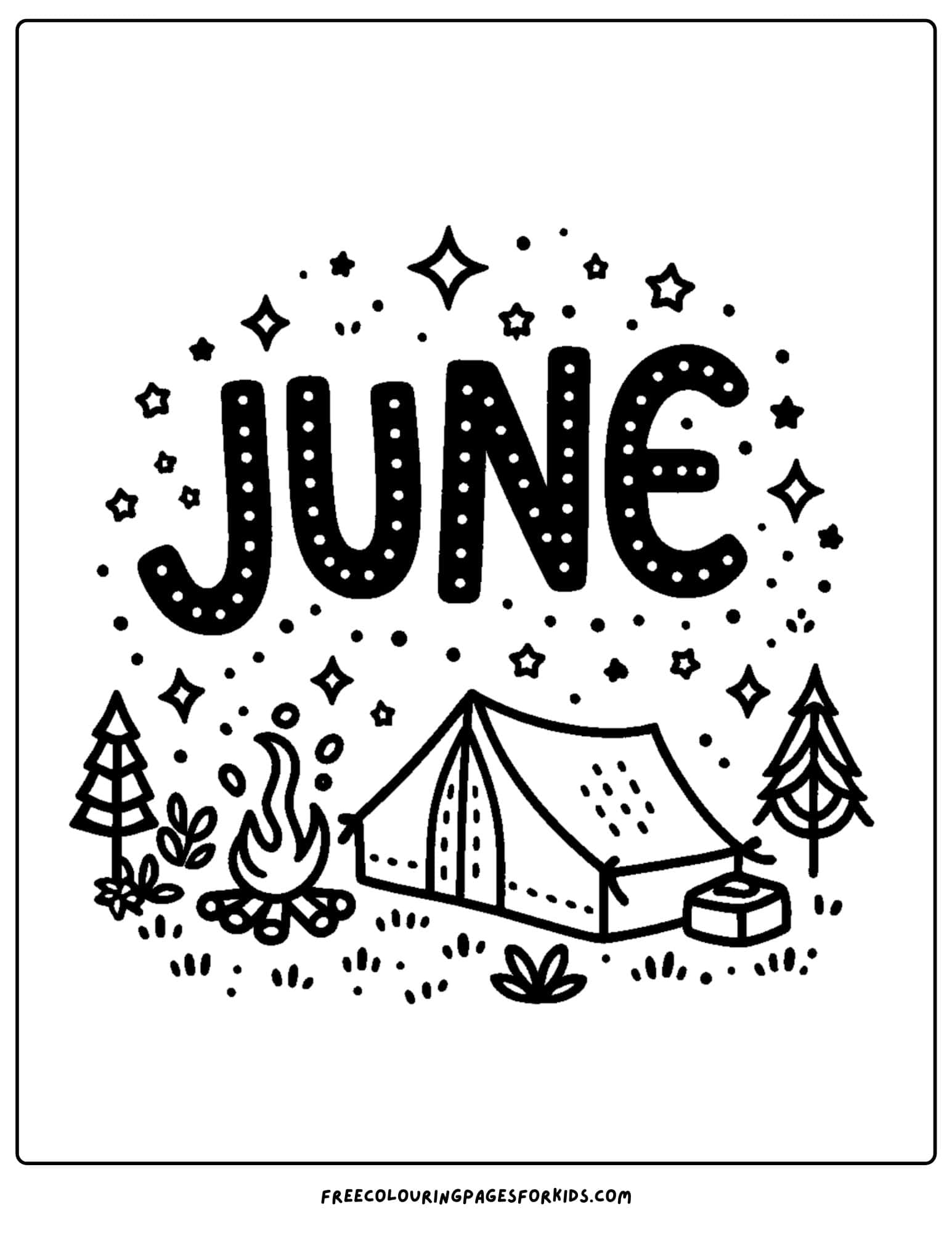 a june themed camping scene