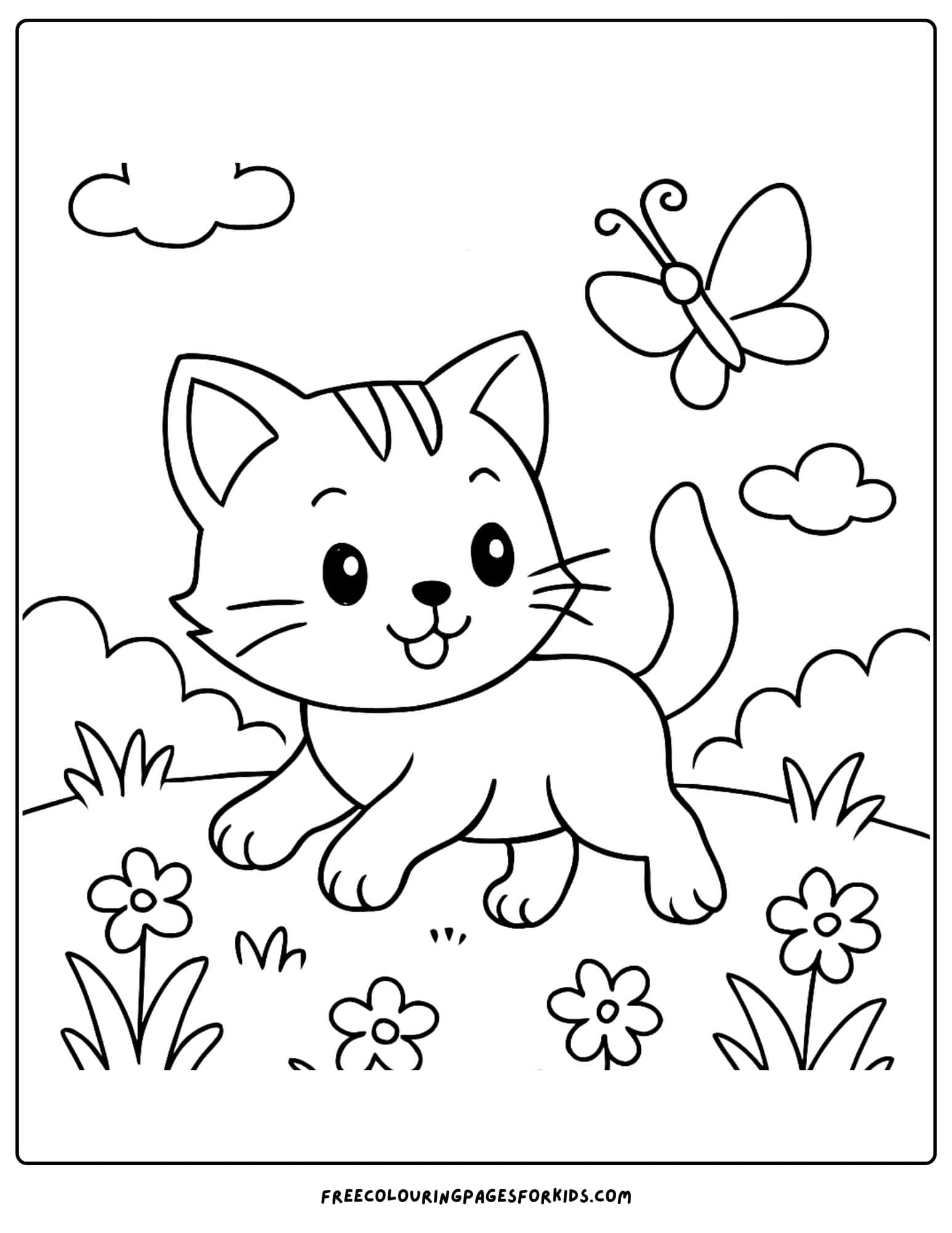 a kitten chasing a butterfly