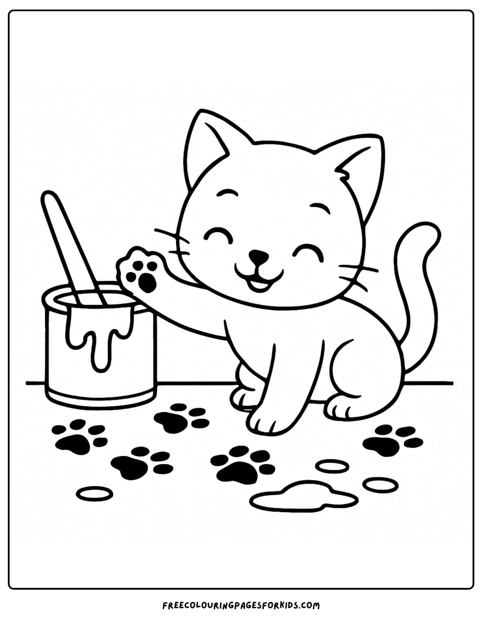kittens making paint paw prints