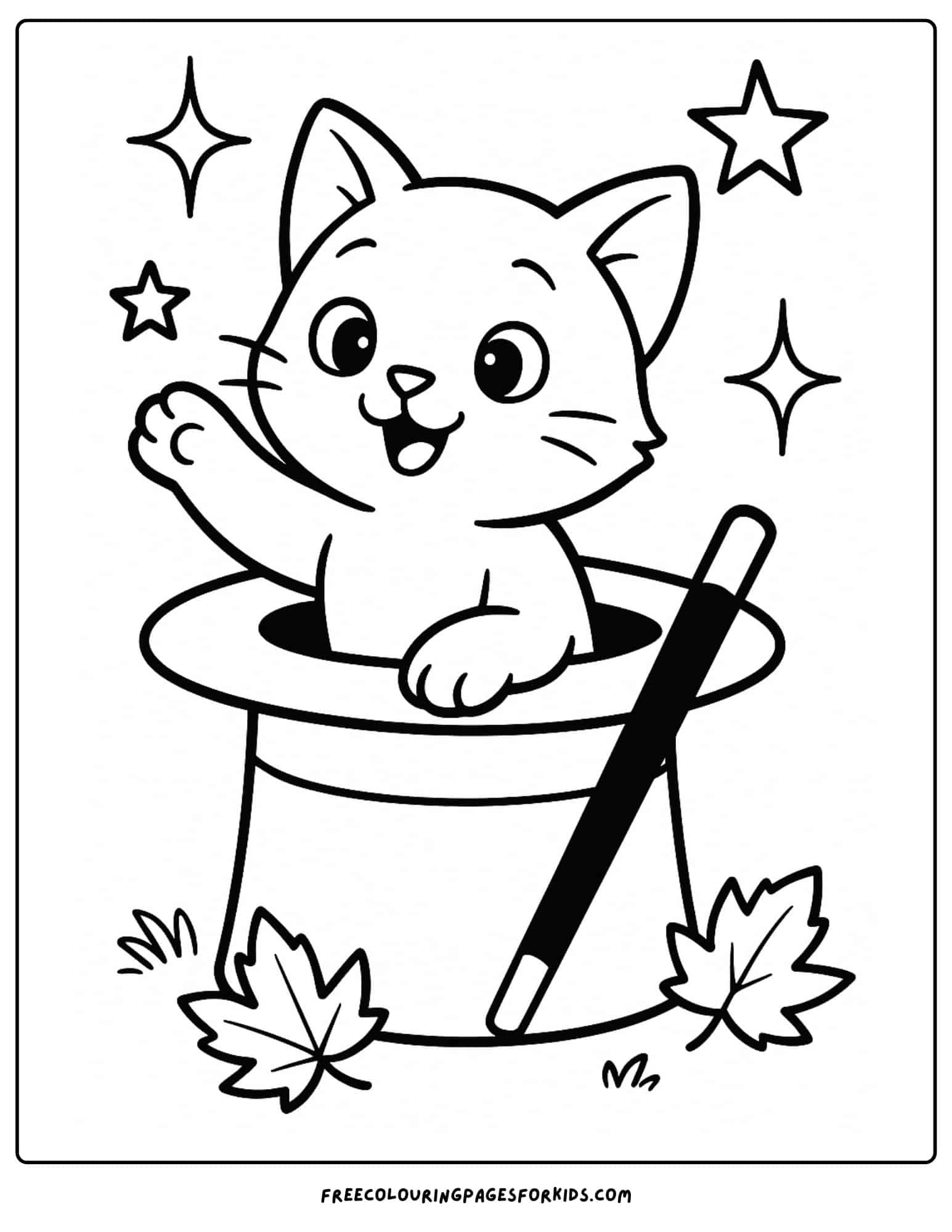a kitten popping out of a magicians hat