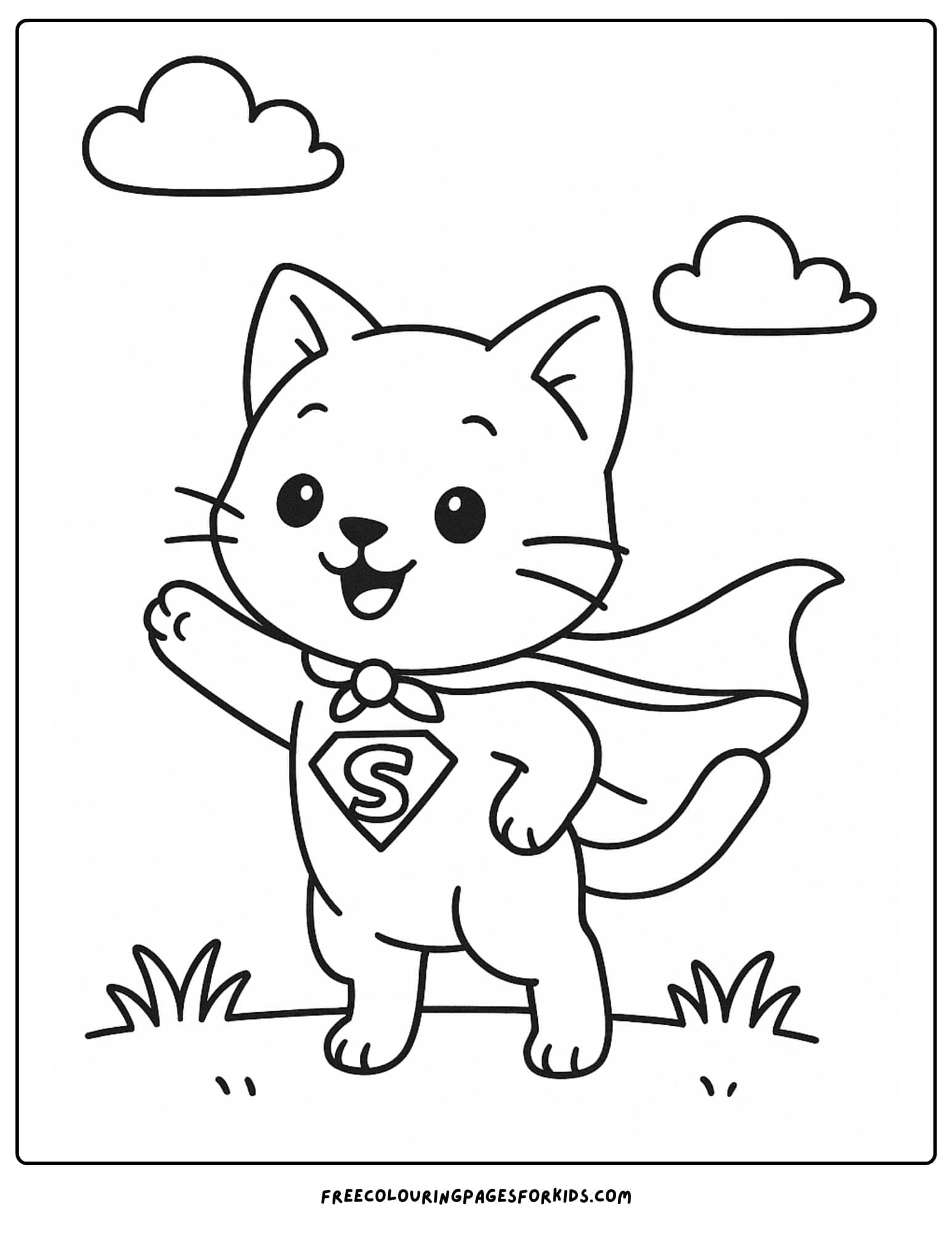 a kitten wearing a superhero cape