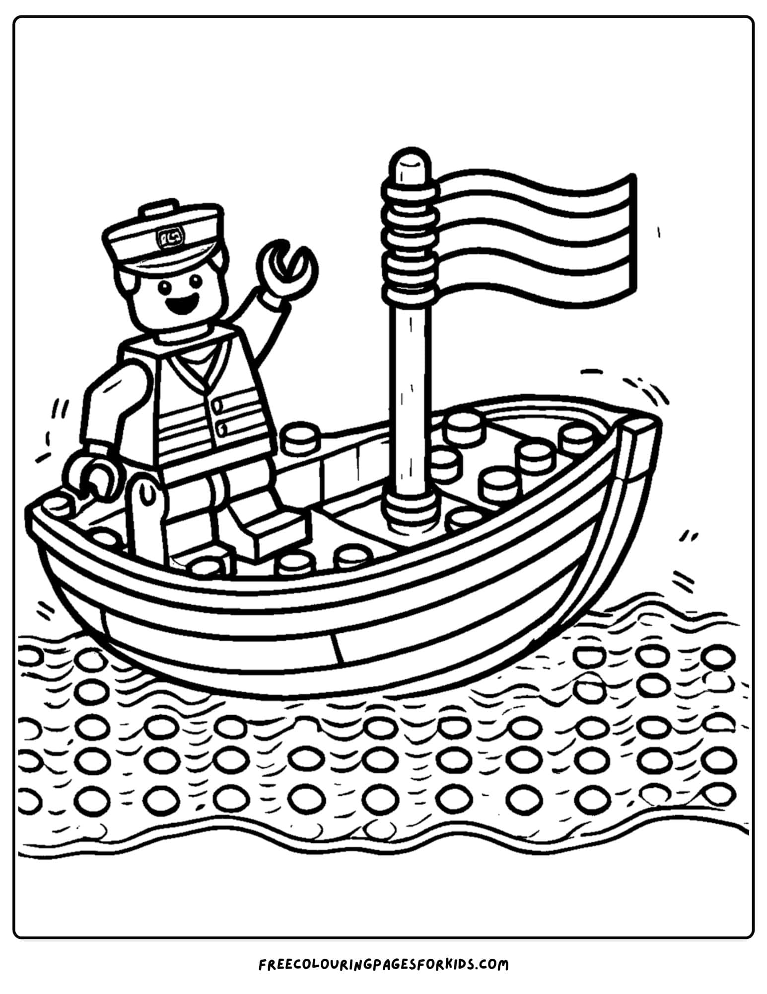 a lego boat on lego water