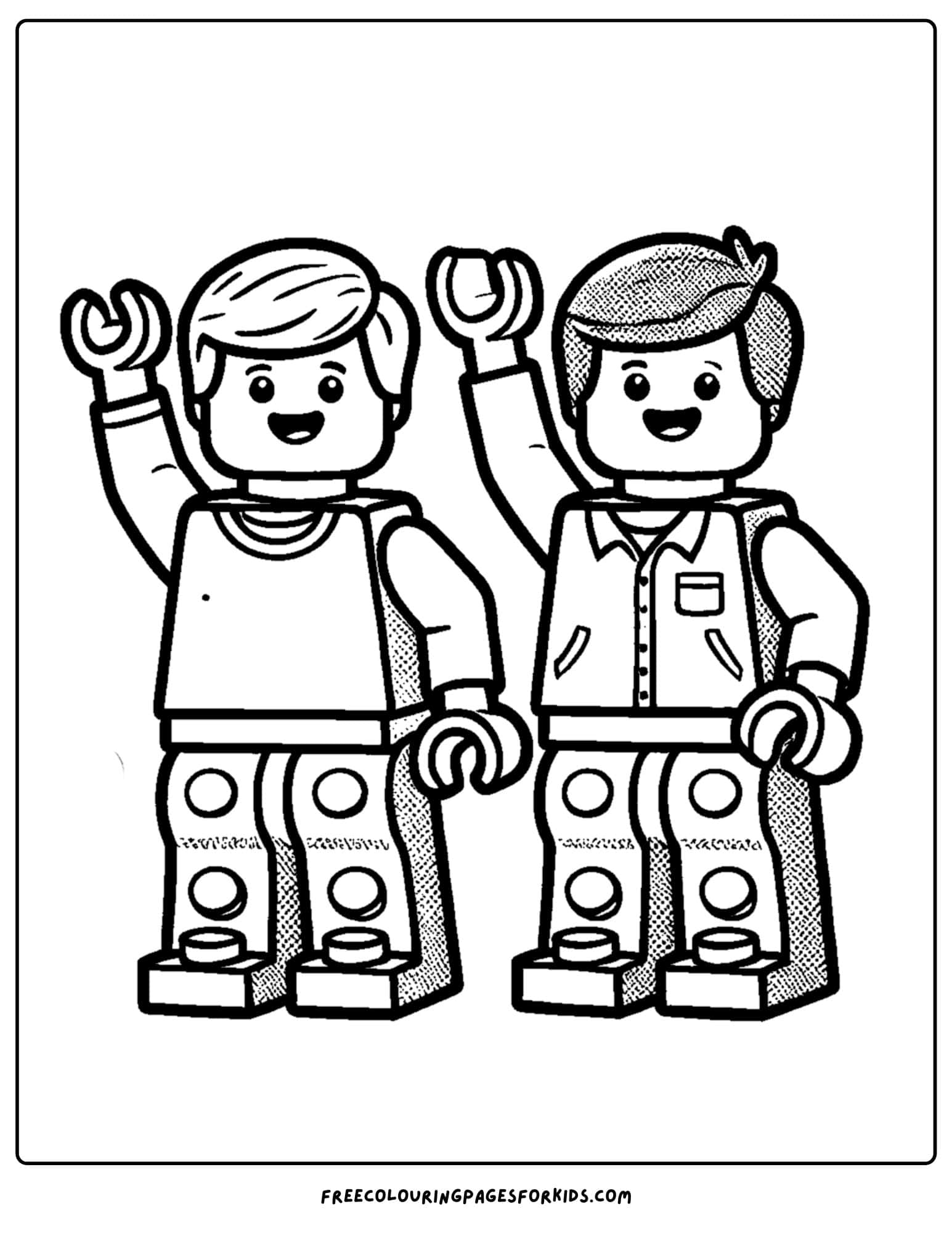 lego characters waving