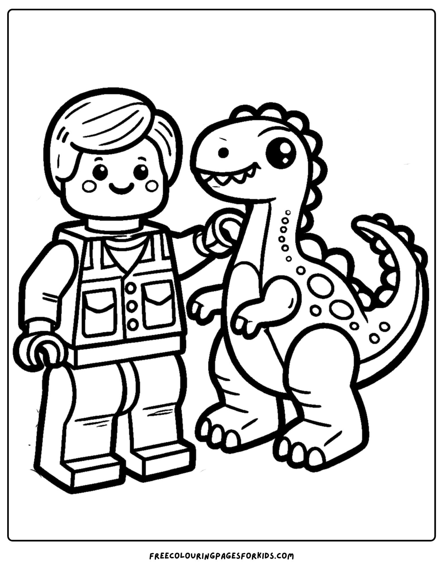 a lego child and lego dinosaur