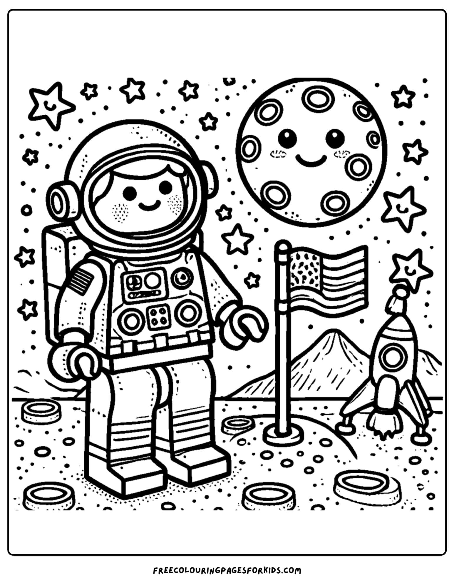 a lego explorer on the moon