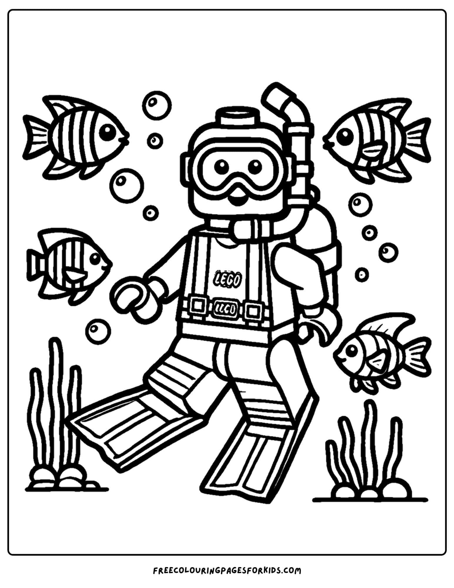 a lego diver under the sea