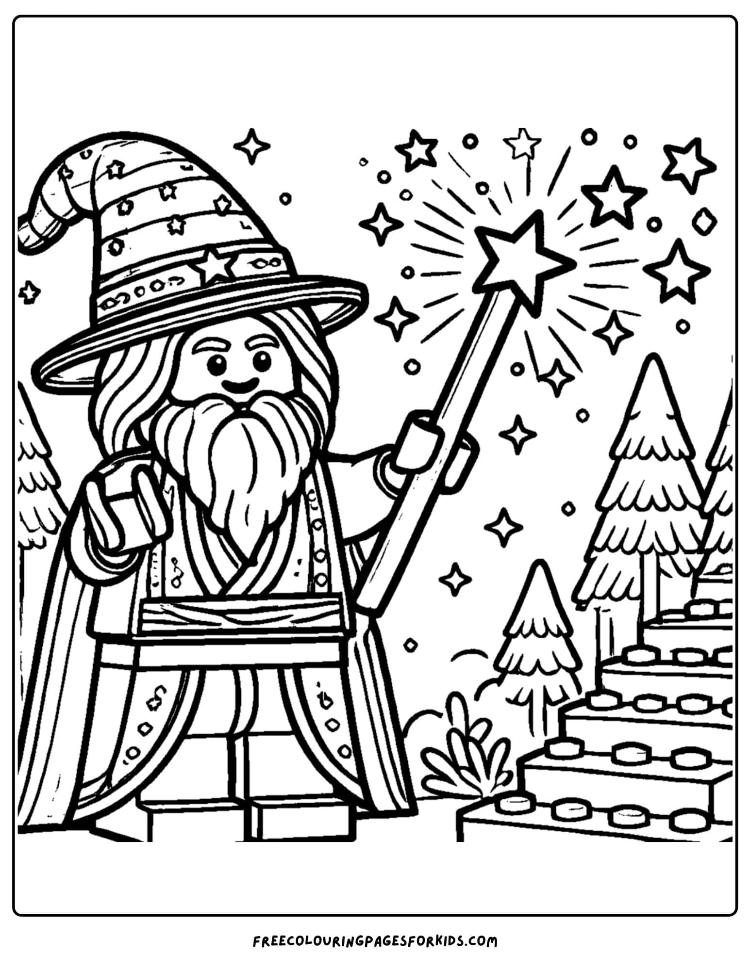a lego wizard casting a spell