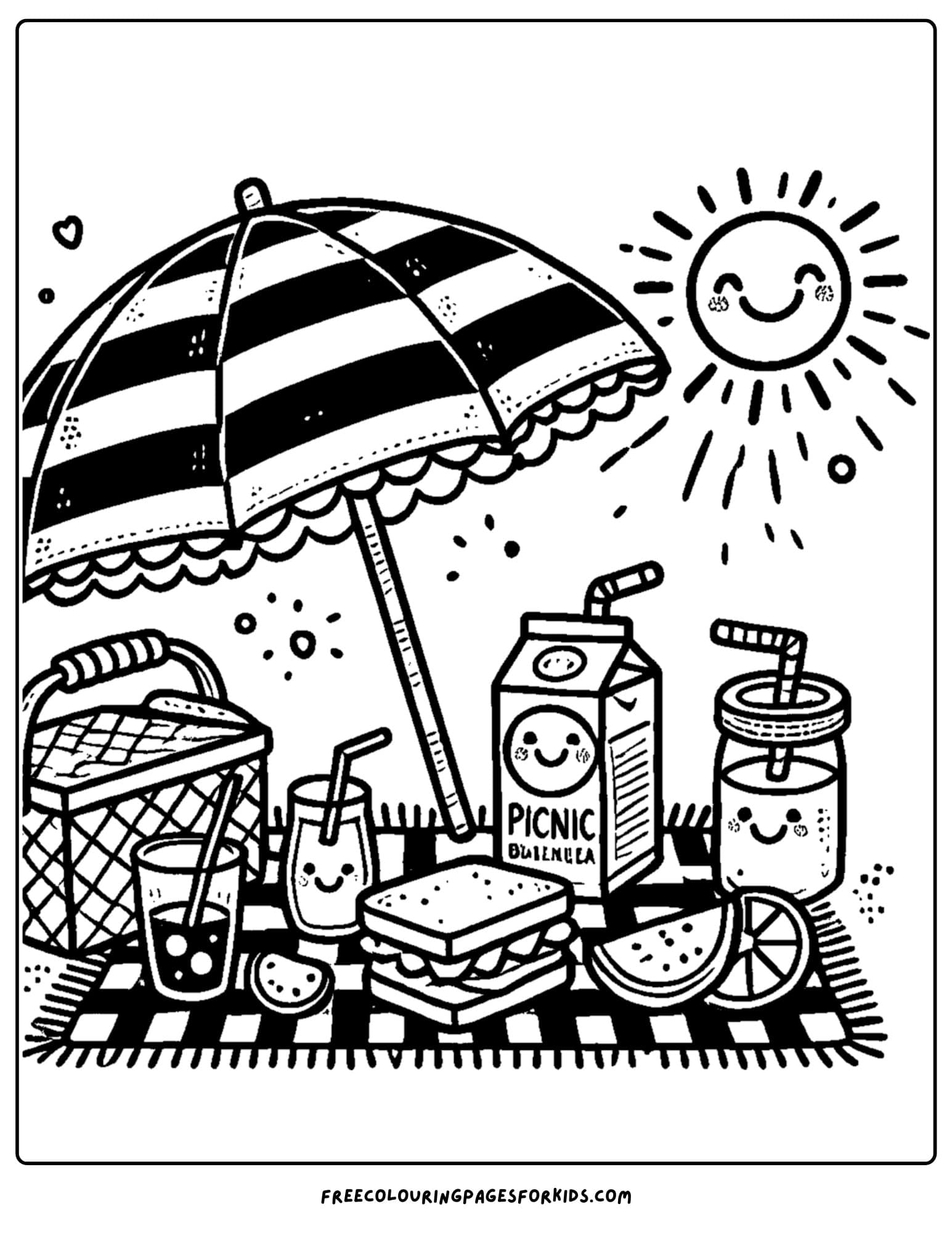 a picnic on the beach under an umbrella
