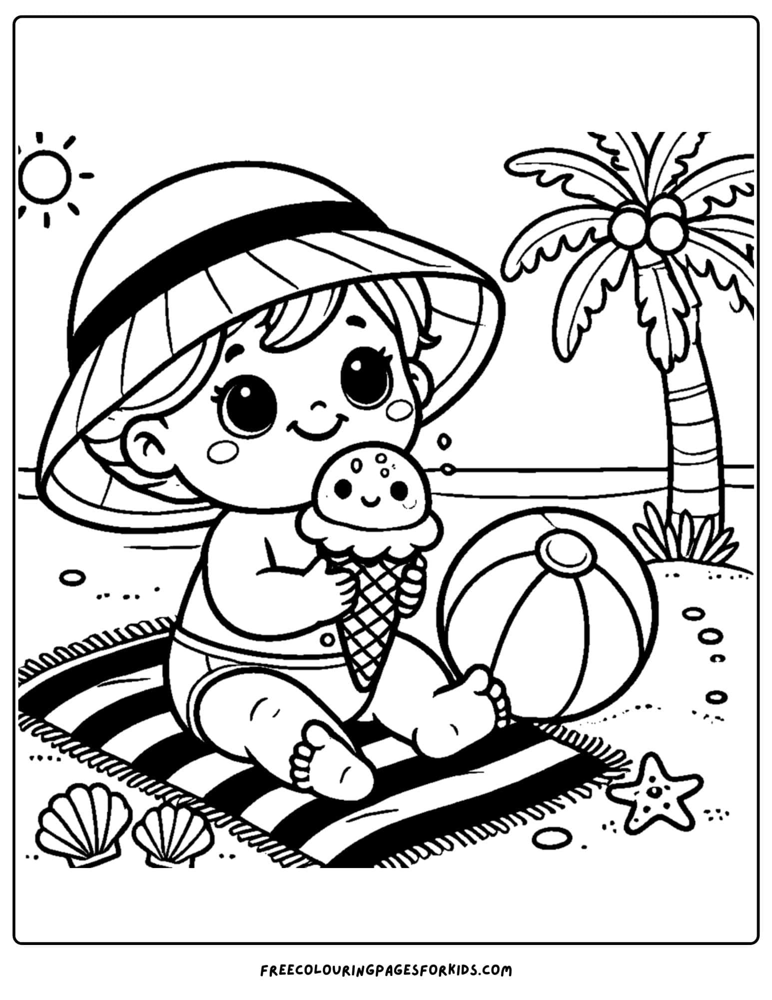 a child eating ice cream on the beach