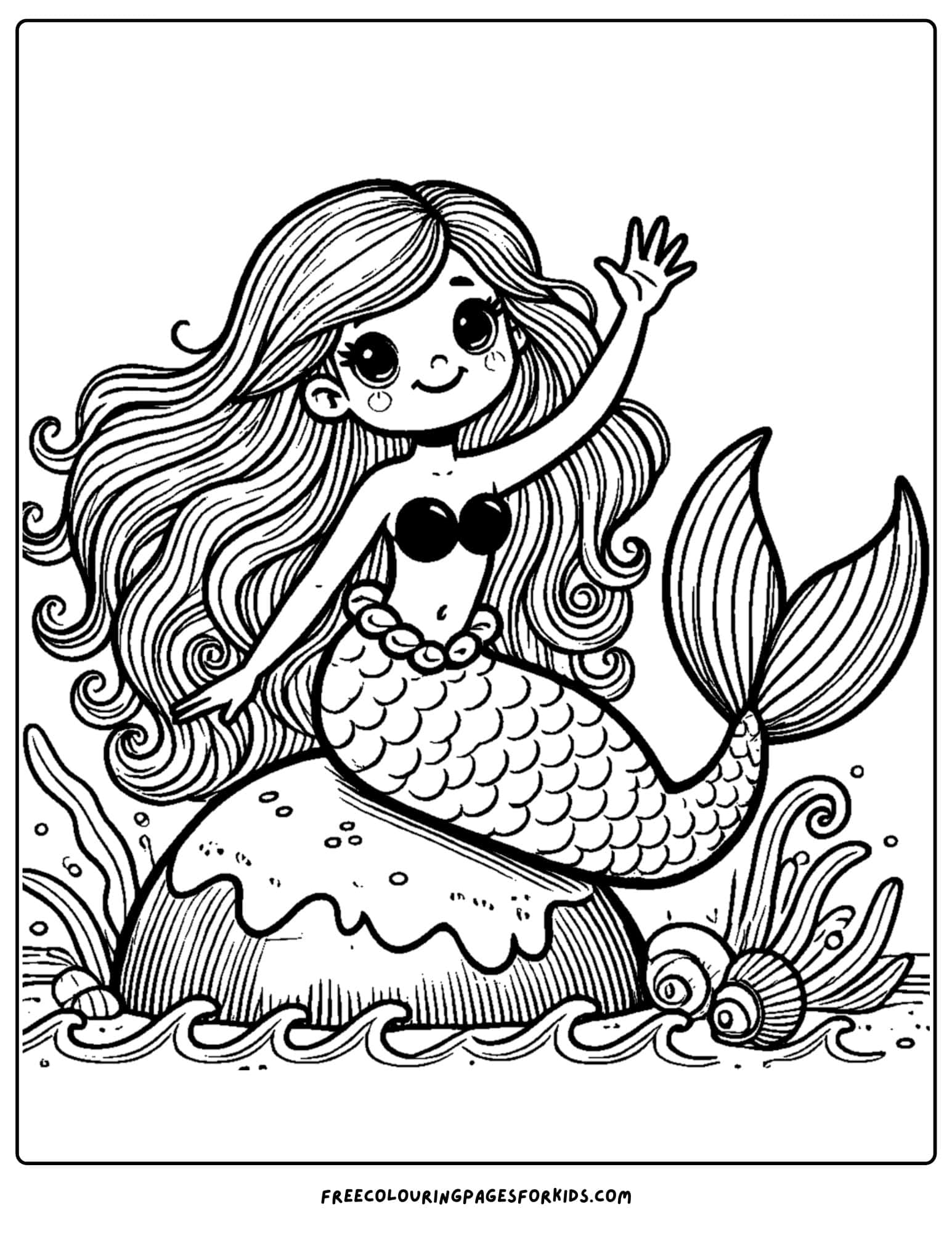 a mermaid sitting on a rock in the ocean