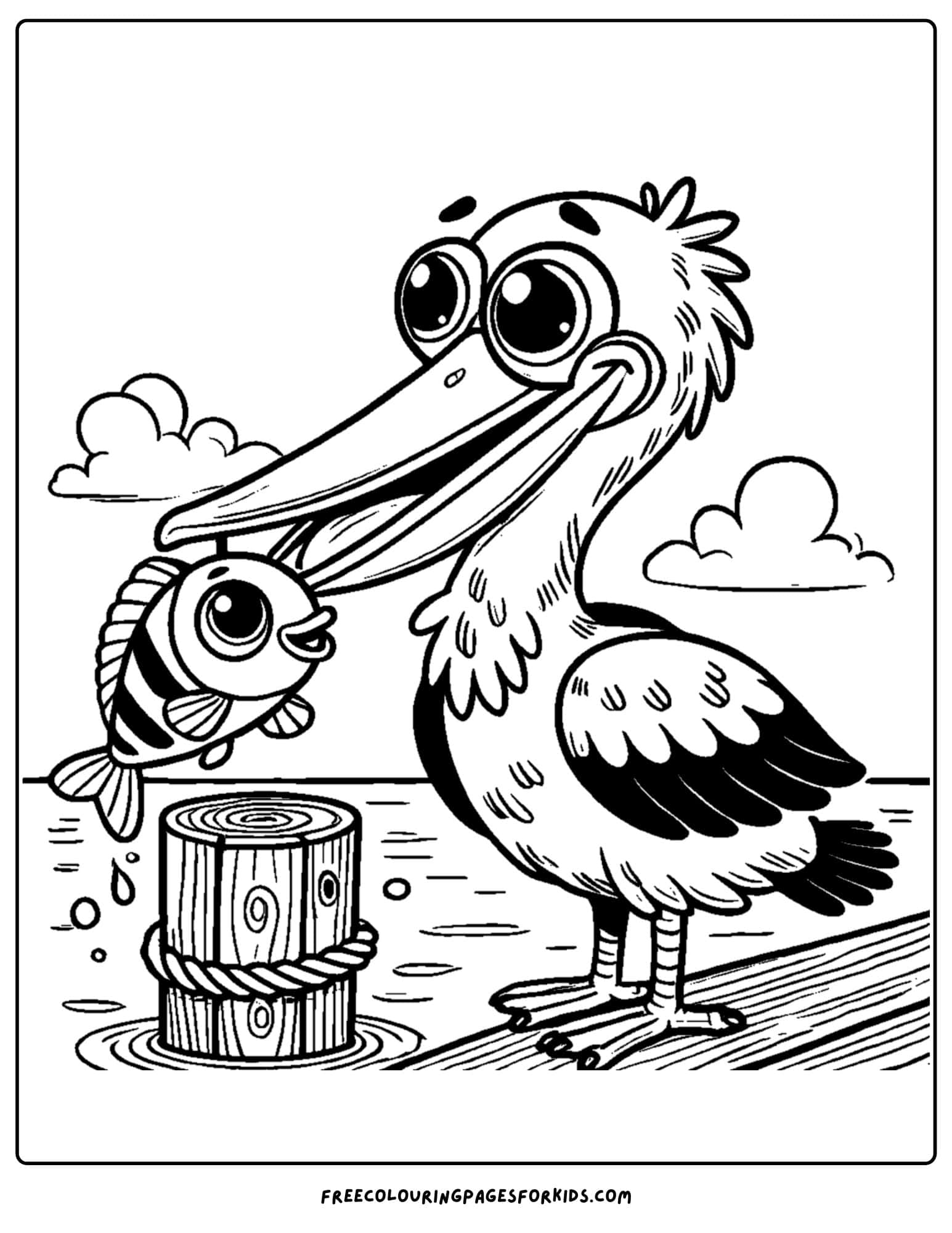 a pelican eating a fish