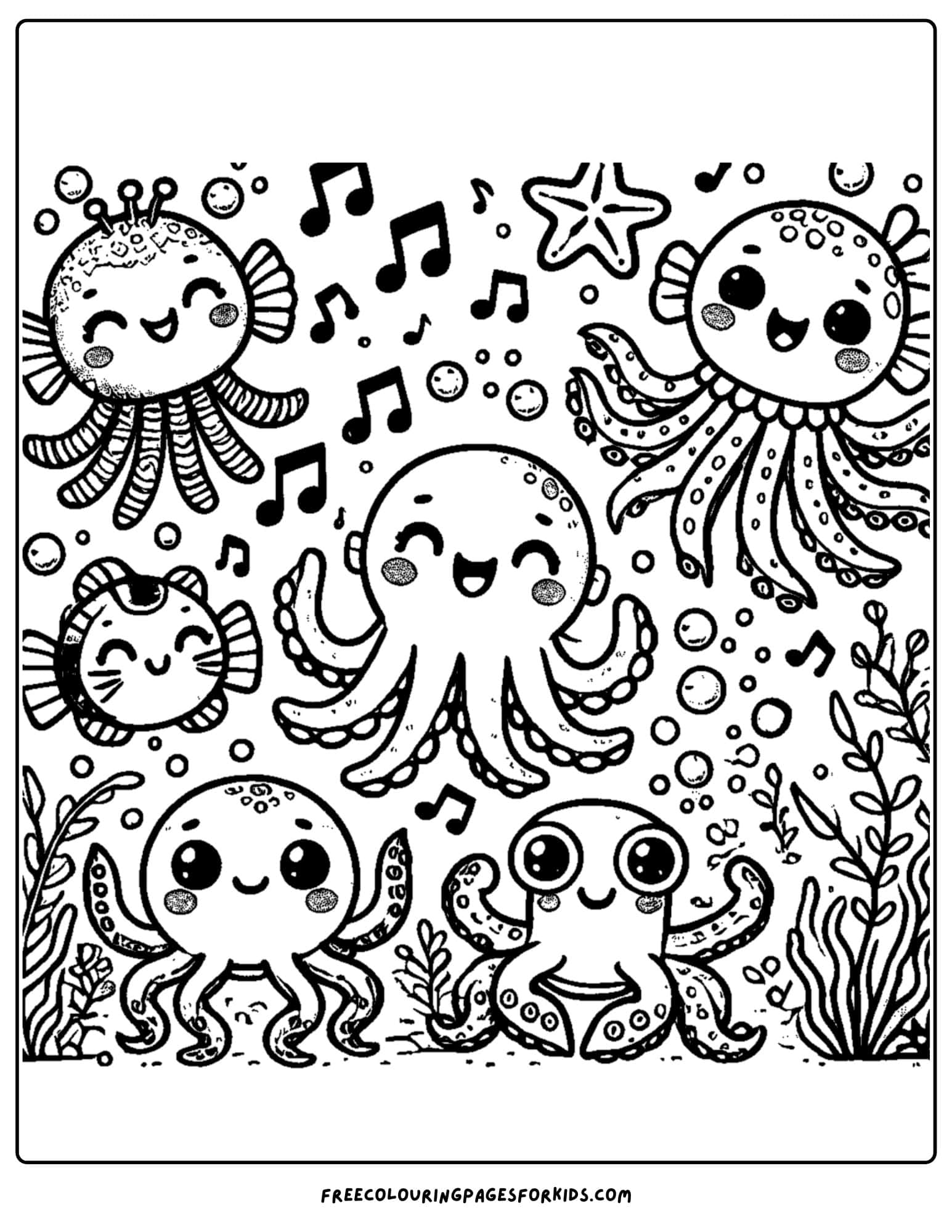 sea creatures dancing under the sea