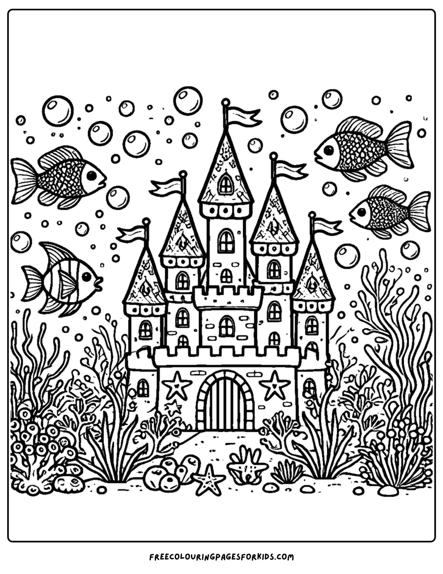 an under water castle on the bottom of the ocean