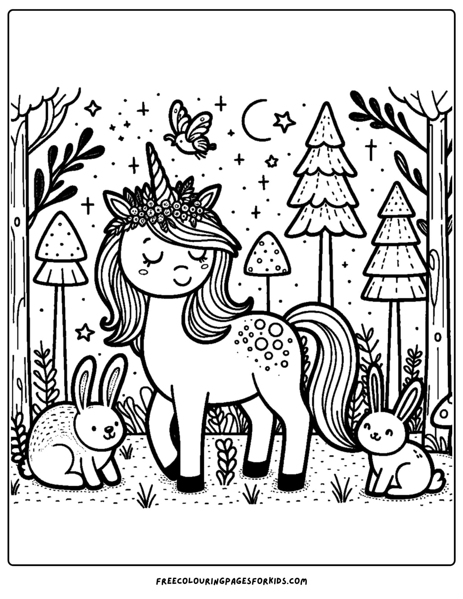 a unicorn in an enchanted forest